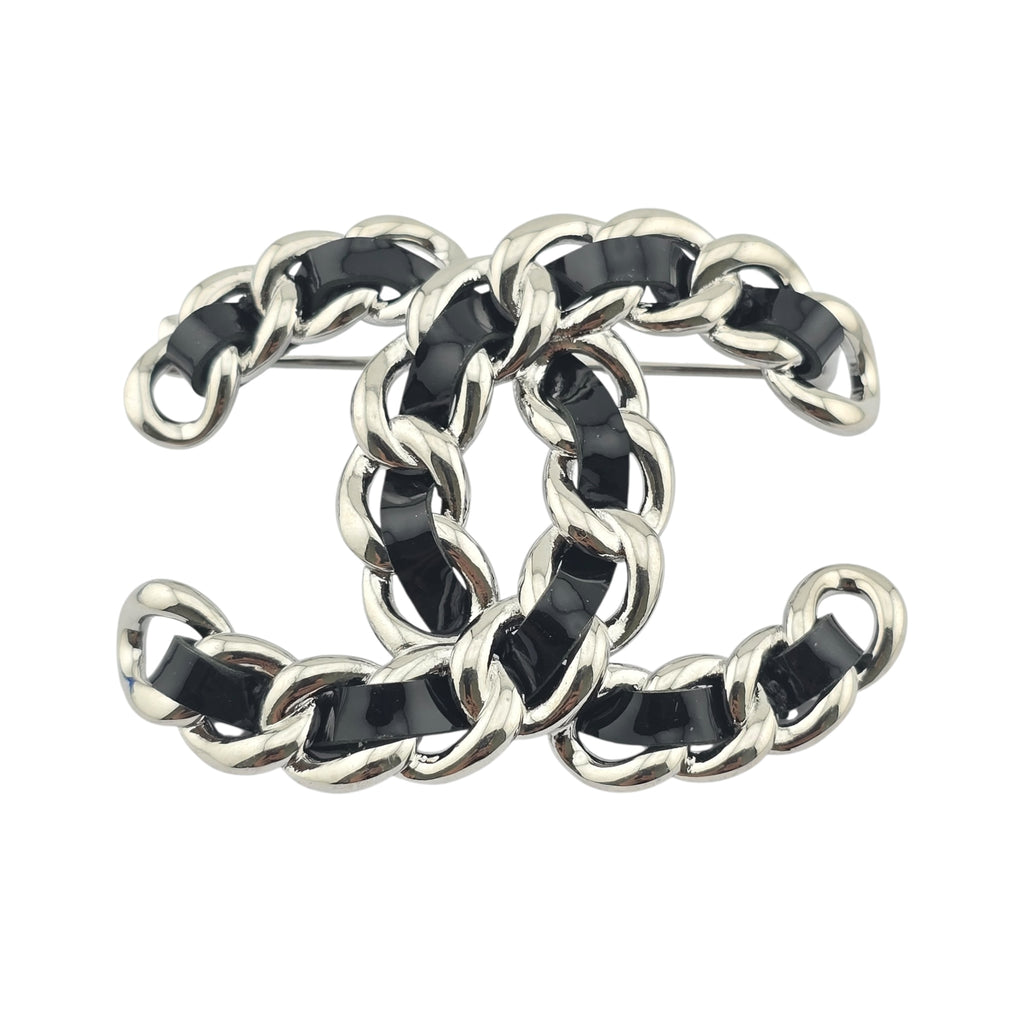 Chanel Lambskin Chain CC Brooch Black Silver 2025