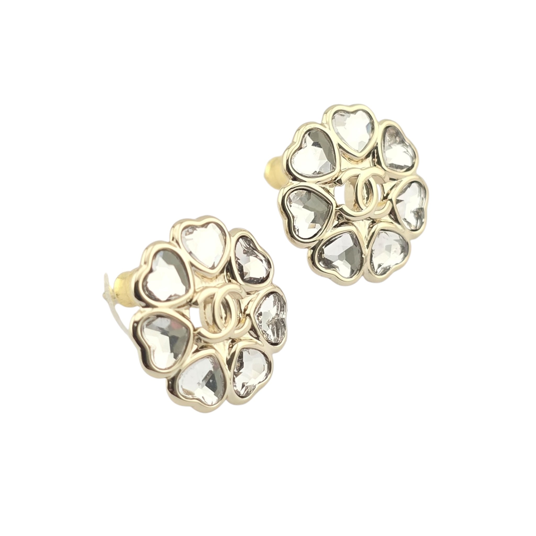 Chanel CC Crystal Floral Stud Earrings 2025