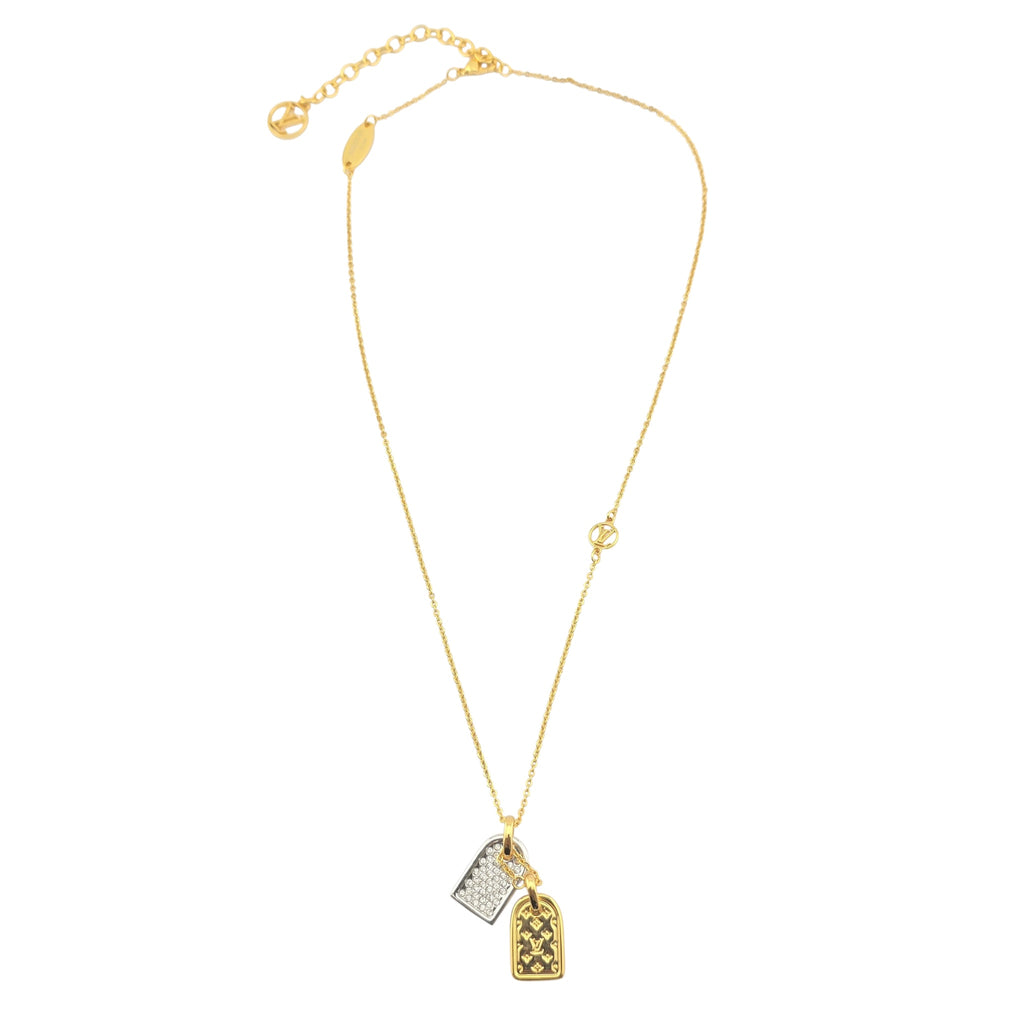 Louis Vuitton LV Nanogram Name Tag Necklace Gold