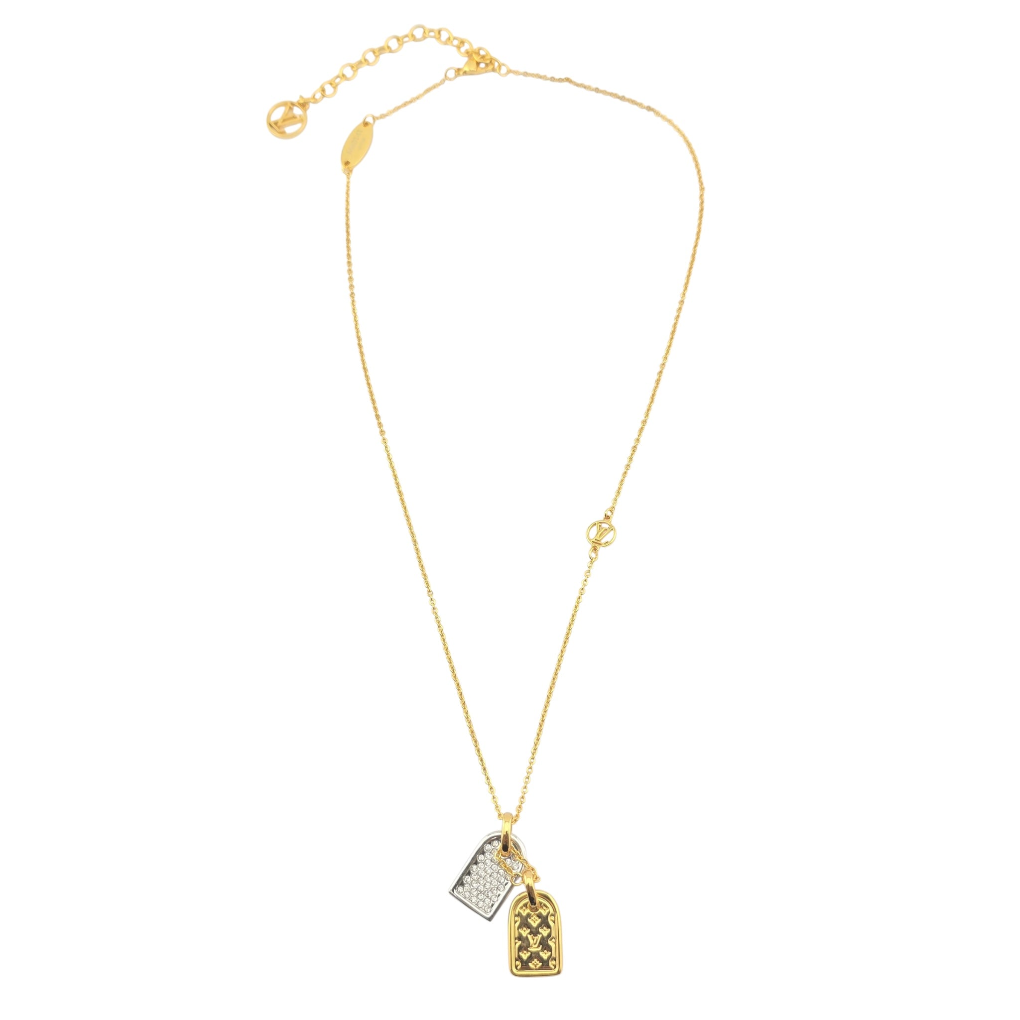 Louis Vuitton LV Nanogram Name Tag Necklace Gold