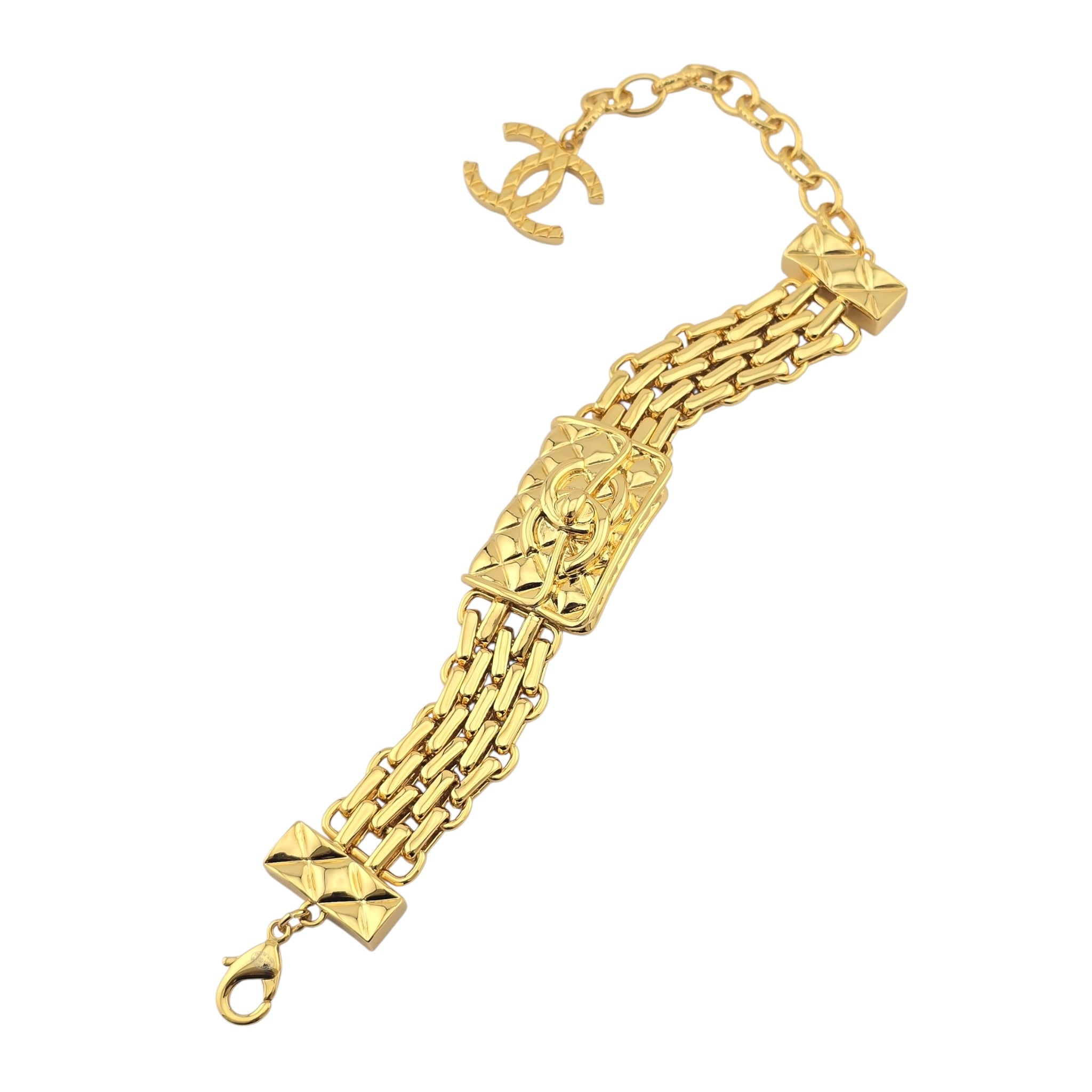 Chanel Metal CC Chain Flap Bag Bracelet Gold B23