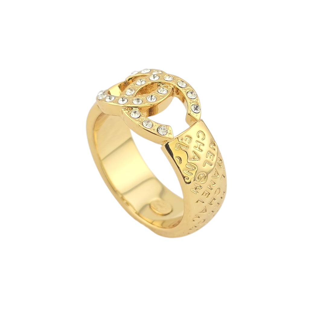 Chanel CC Gold Crystal Ring 2024