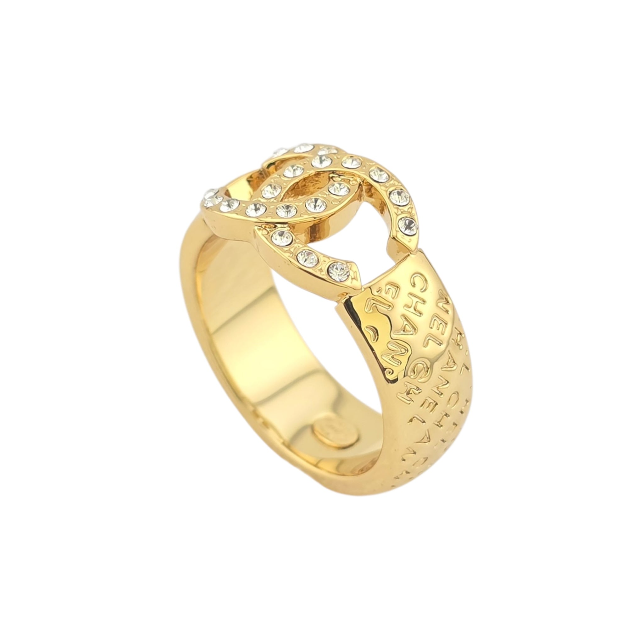Chanel CC Gold Crystal Ring 2024