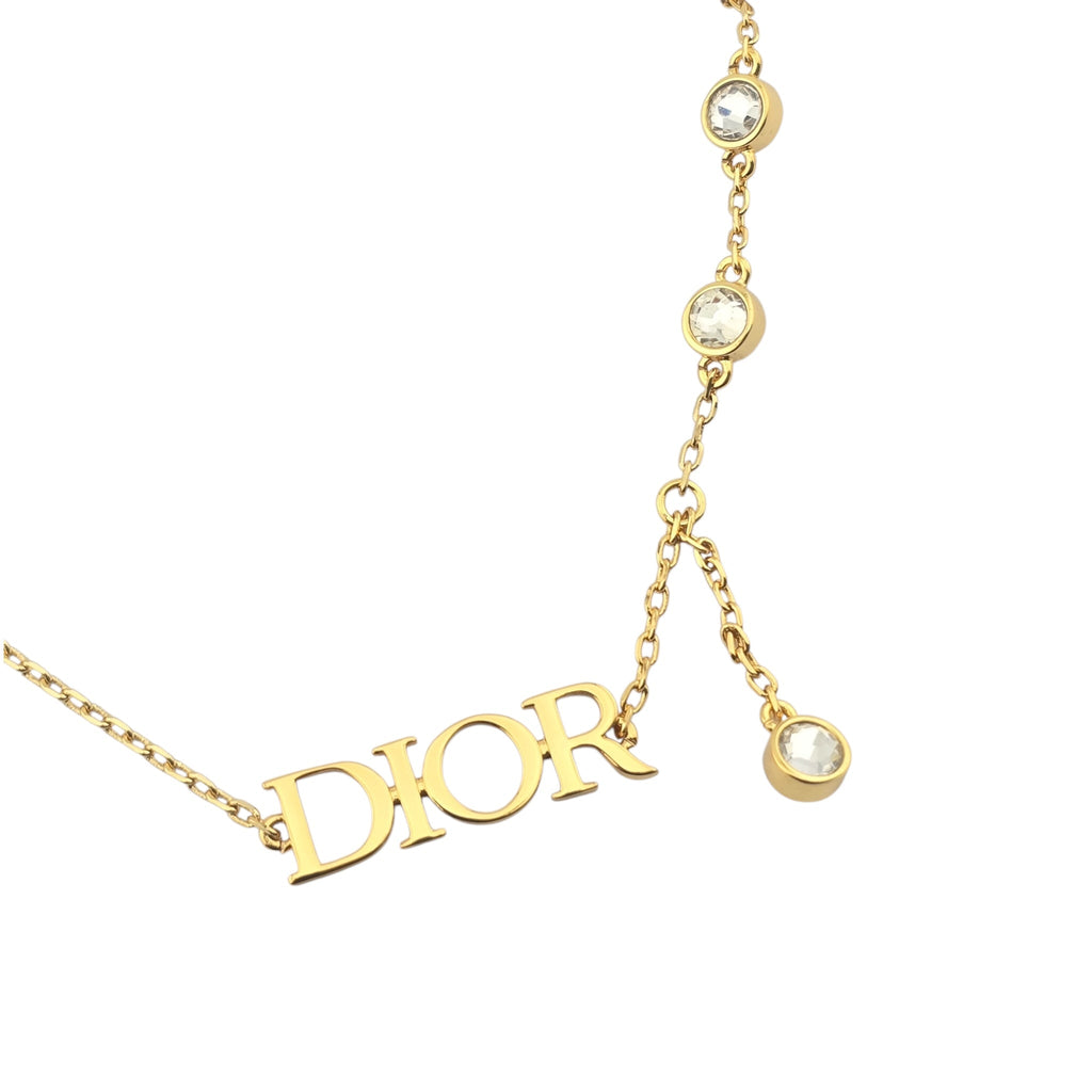 Christian Dior Dio(r)evolution Necklace Gold-Finish Metal and White Crystals DIOR