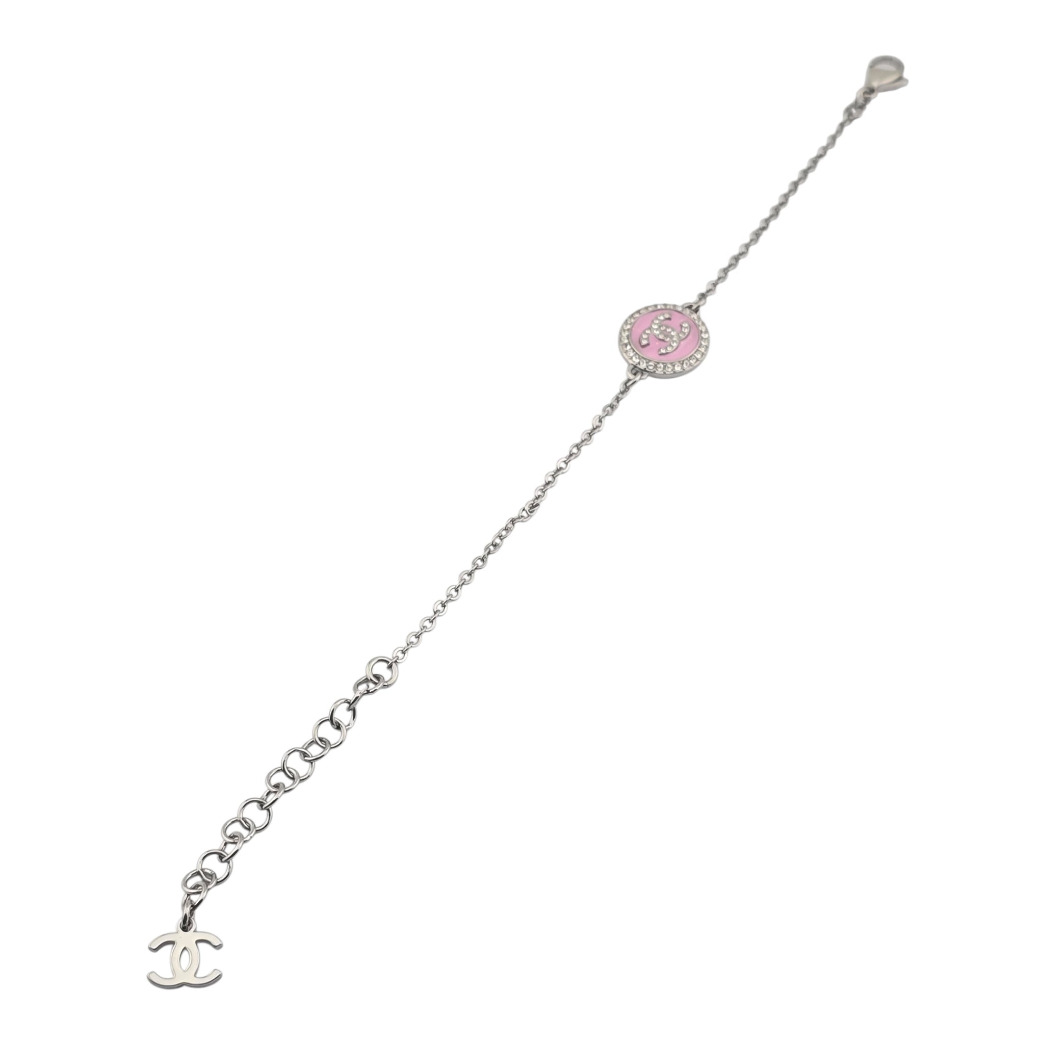 Chanel CC Round Silver Pink Bracelet 2025 CHANEL