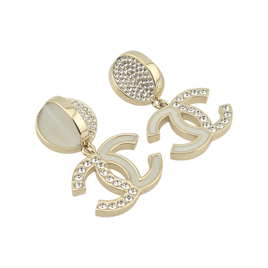 Chanel CC Drop Gold Crystals Earrings 2024 CHANEL