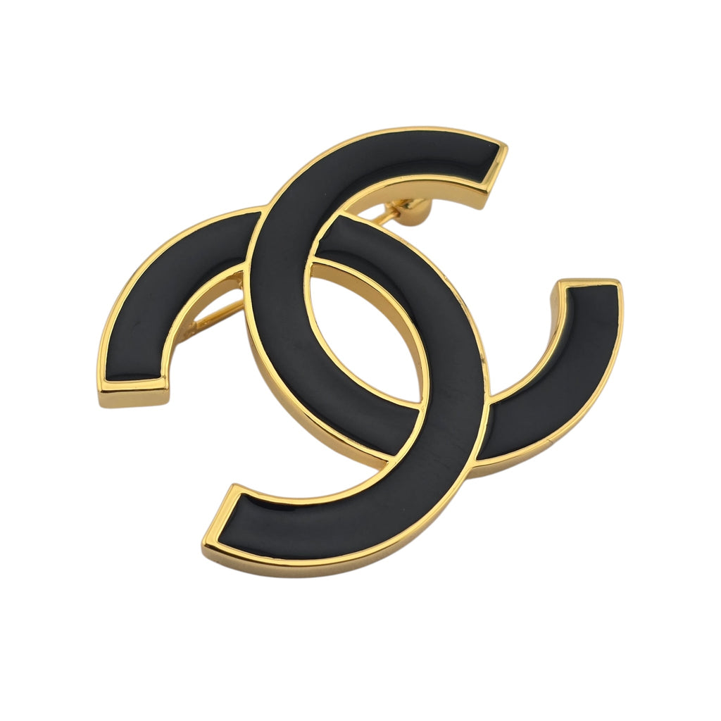 Chanel CC Gold Black Resin Brooch 2024 CHANEL