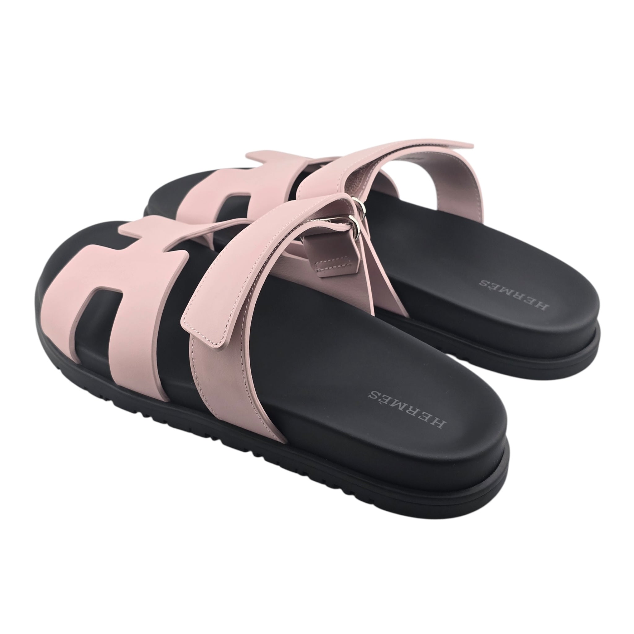 Hermes Chypre Leather Sandal Rose Cancan 39 UK6 HERMES