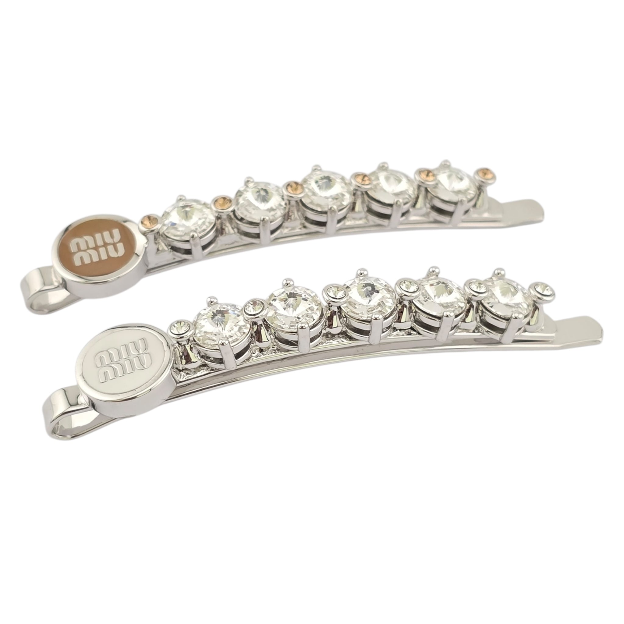 Miu Miu Crystal Silver Hair Clips MIU MIU