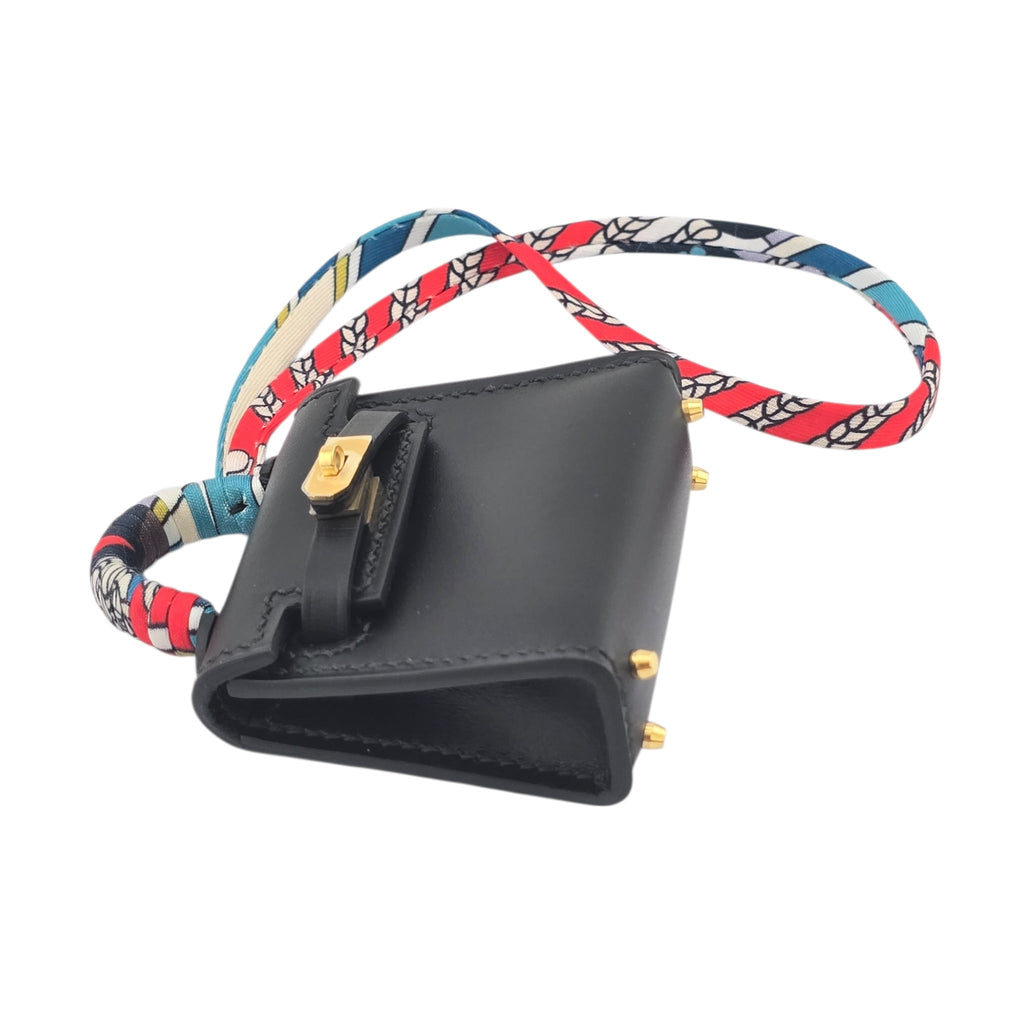 Hermes Tadelakt Mini Kelly Twilly Bag Charm Black HERMES