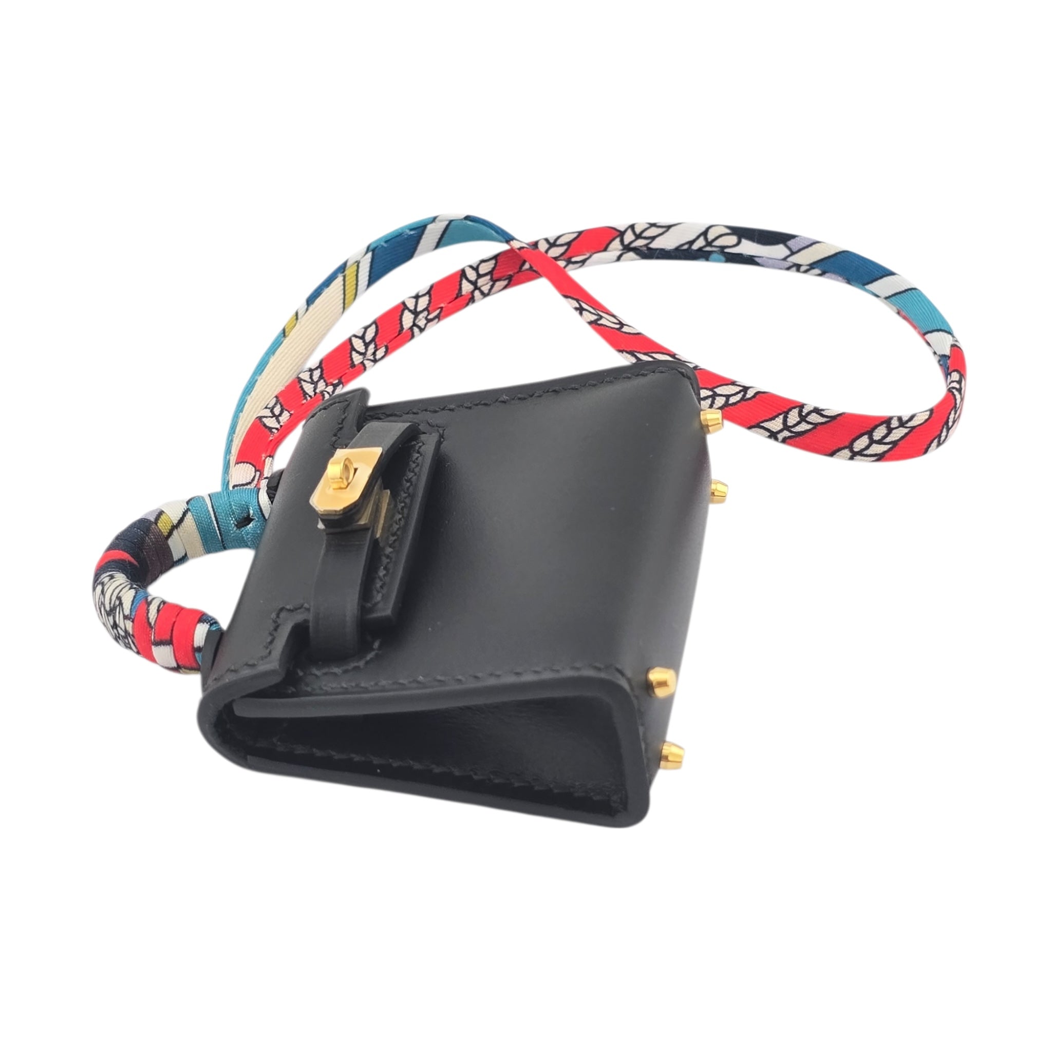 Hermes Tadelakt Mini Kelly Twilly Bag Charm Black HERMES