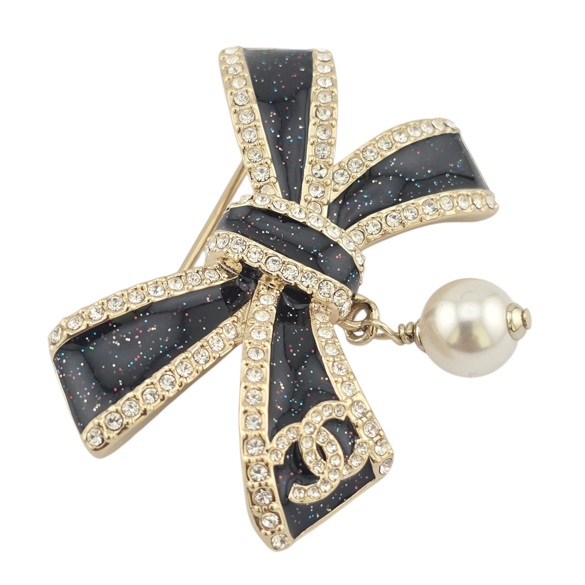 Chanel CC Gold Black Bow Brooch 2025 CHANEL