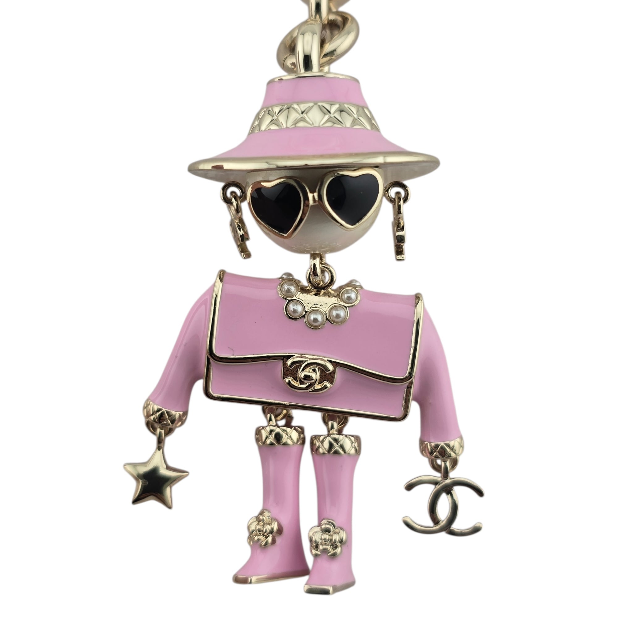 Chanel CC Robot Gabrielle Doll Pink Key Ring Bag Charm 25B CHANEL