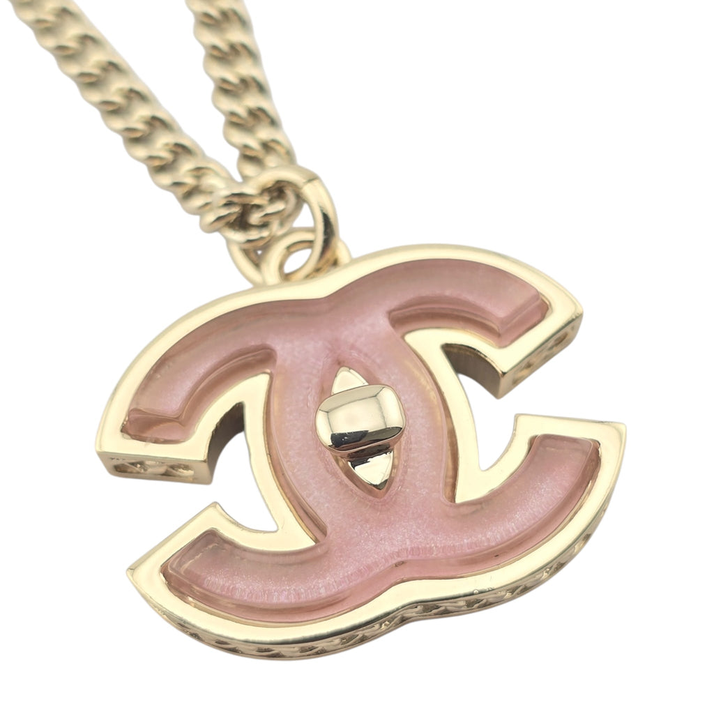 Chanel CC Gold Pink Resin Necklace 2025 CHANEL