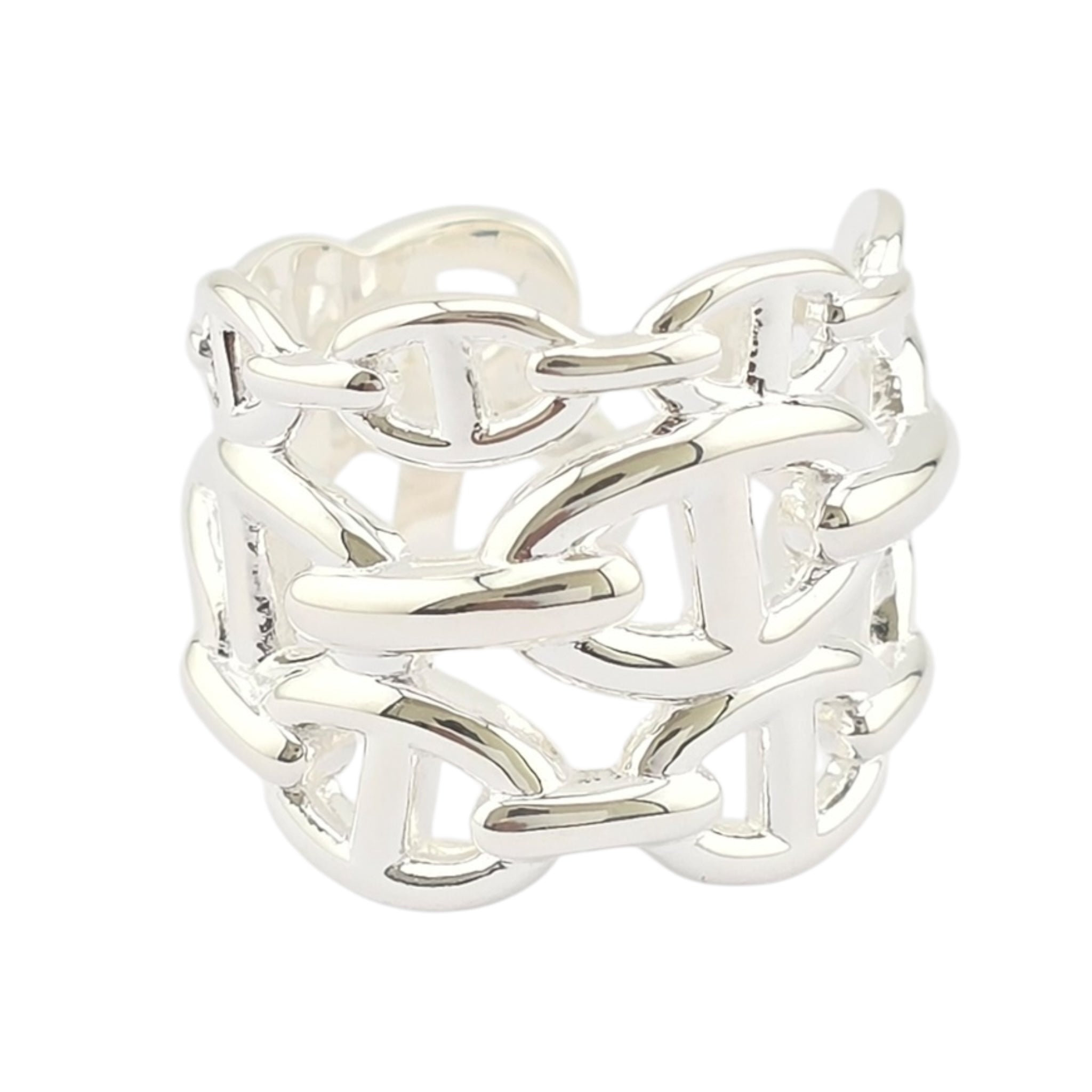 Hermes Chaine d'ancre Enchainee Silver Ring Large Model HERMES