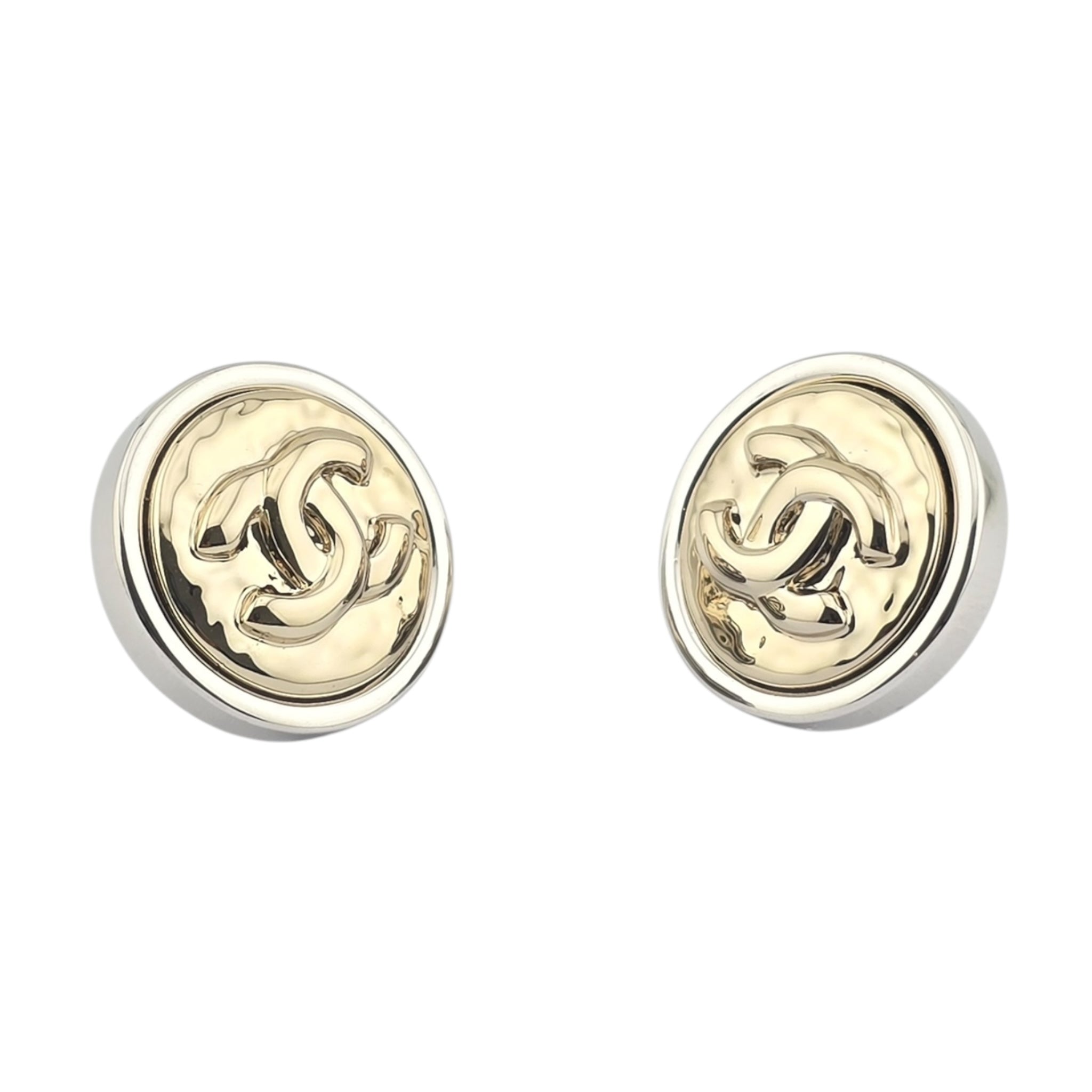 Chanel CC Stud Silver Gold Round Earrings 2025 CHANEL