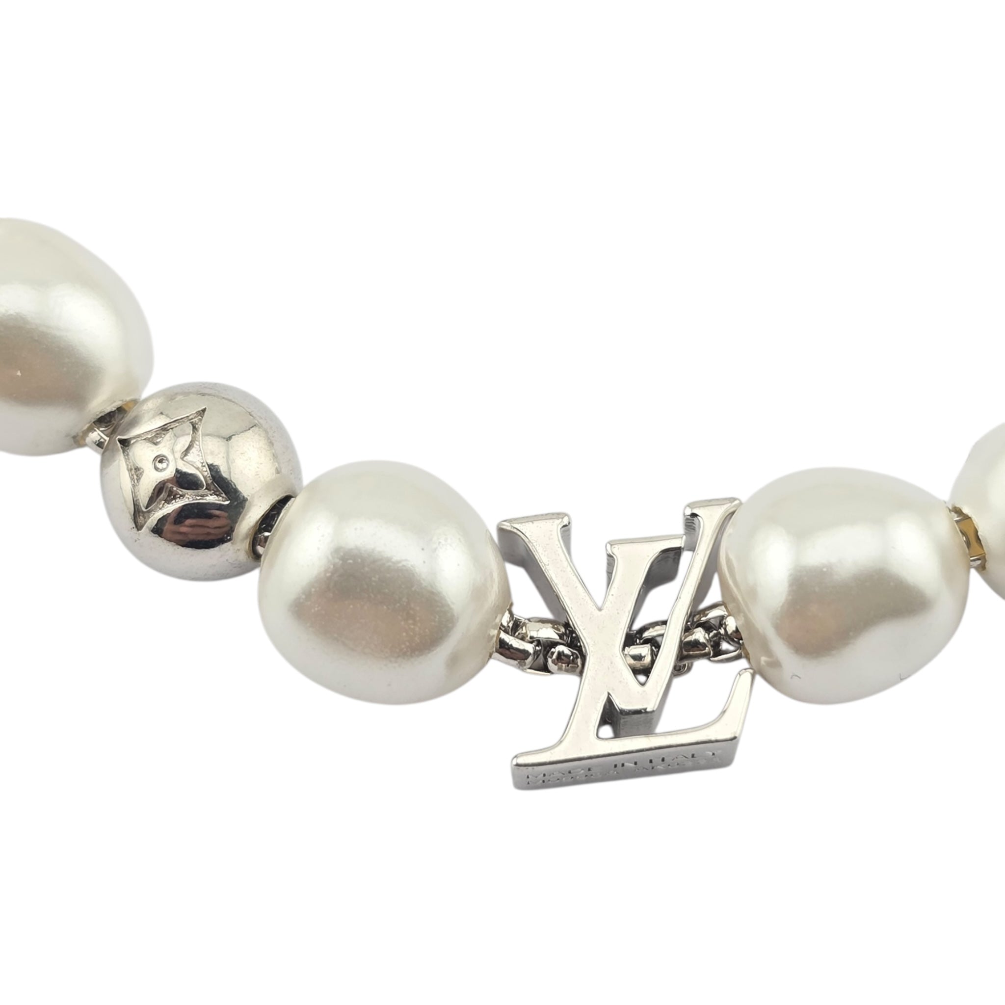Louis Vuitton LV Silver Faux Pearl Bracelet LOUIS VUITTON