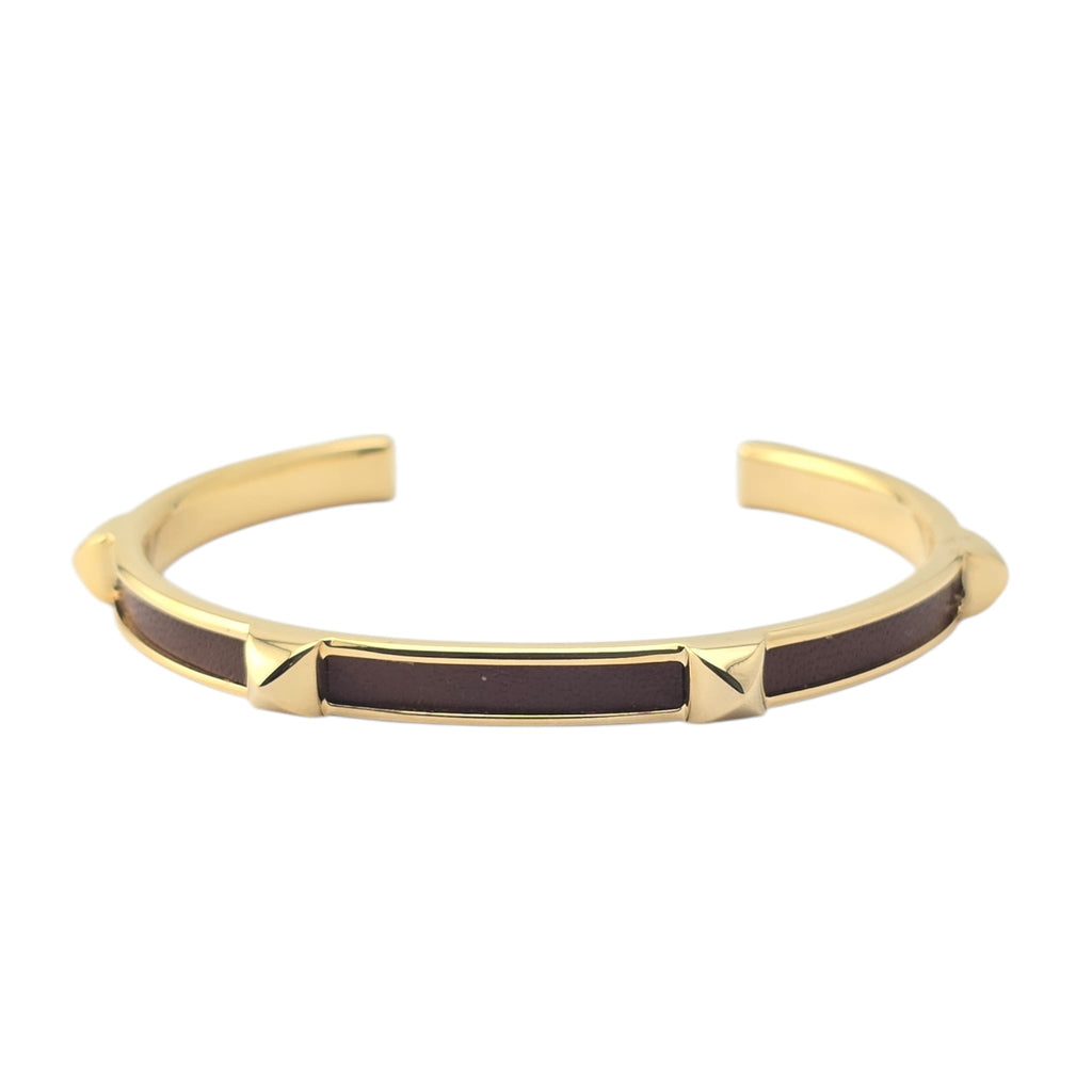 Hermes Athena Brown Gold Leather Bracelet HERMES