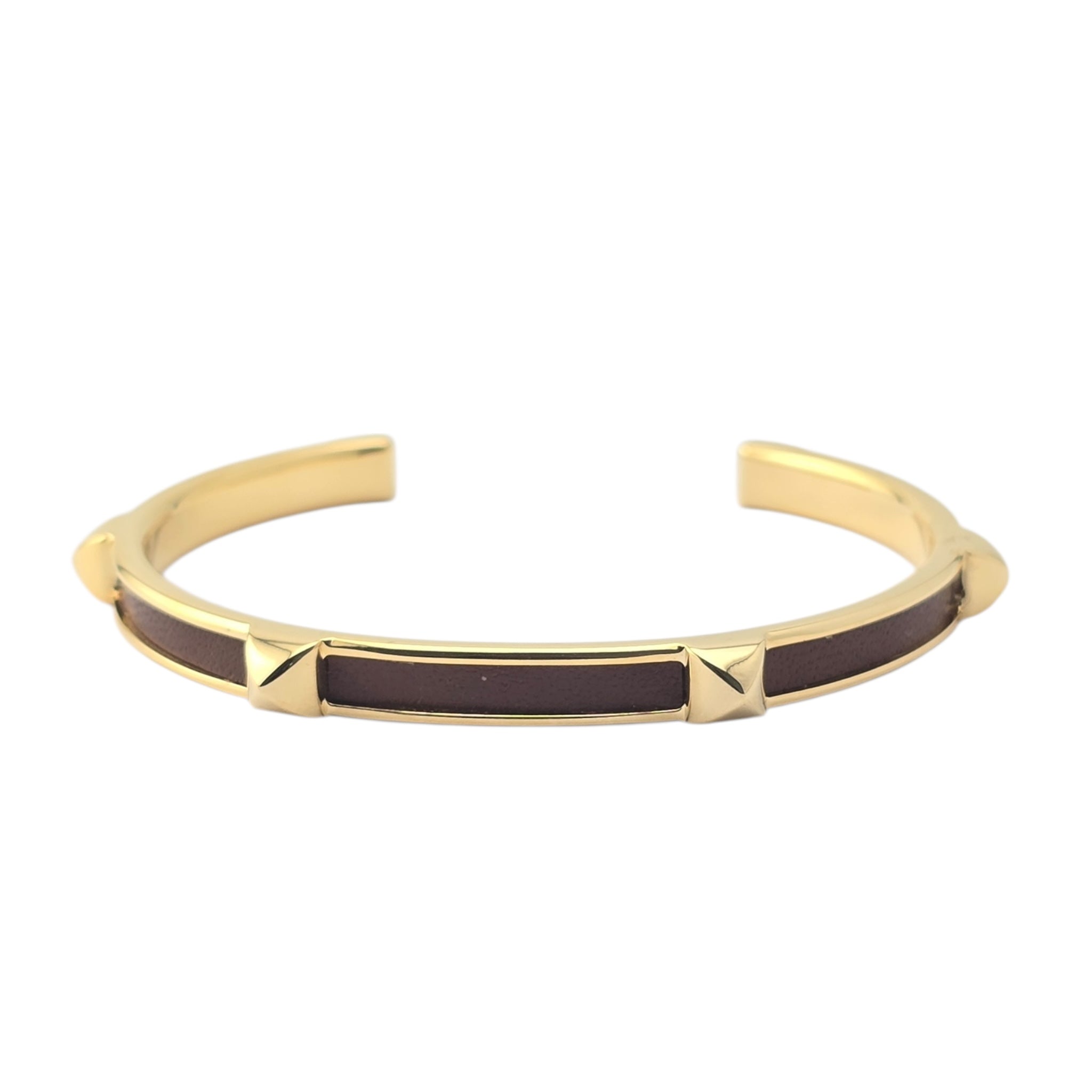Hermes Athena Brown Gold Leather Bracelet HERMES