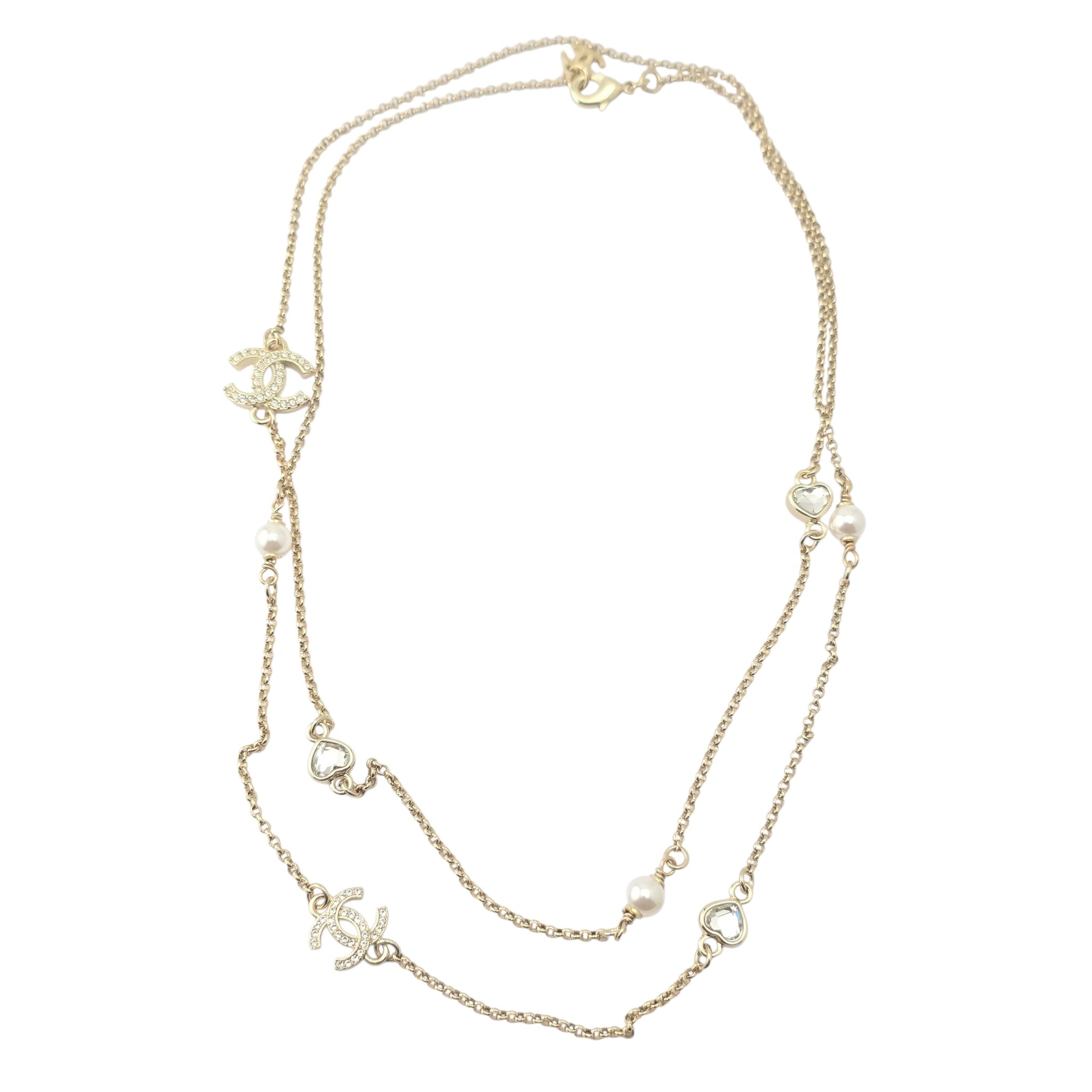 Chanel CC Charms Gold Metal Heart Long Necklace 2024 CHANEL