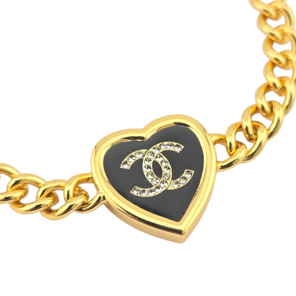 Chanel CC Gold Black Heart Pendant Bracelet 2025 CHANEL
