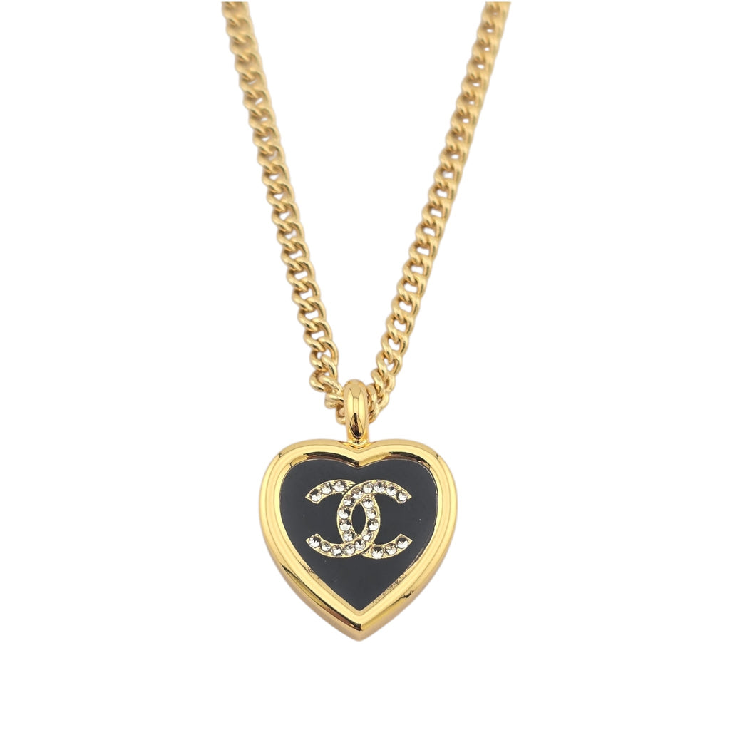 Chanel CC Gold Black Heart Pendant Necklace 2025 CHANEL