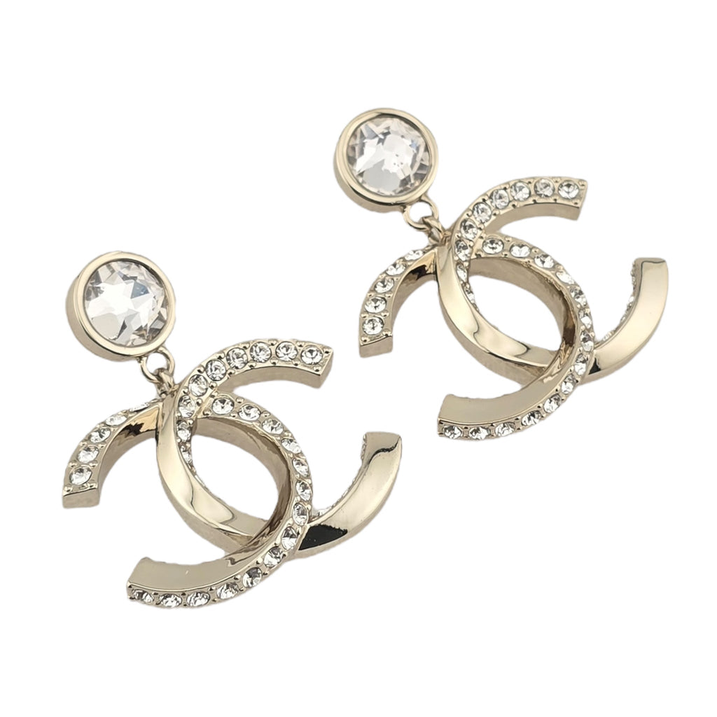 Chanel CC Gold Crystal Earrings 2023 CHANEL
