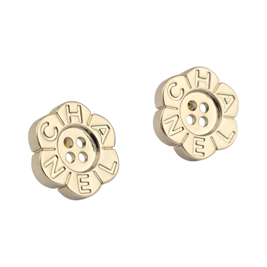Chanel Logo Button Gold Earrings 2025 CHANEL