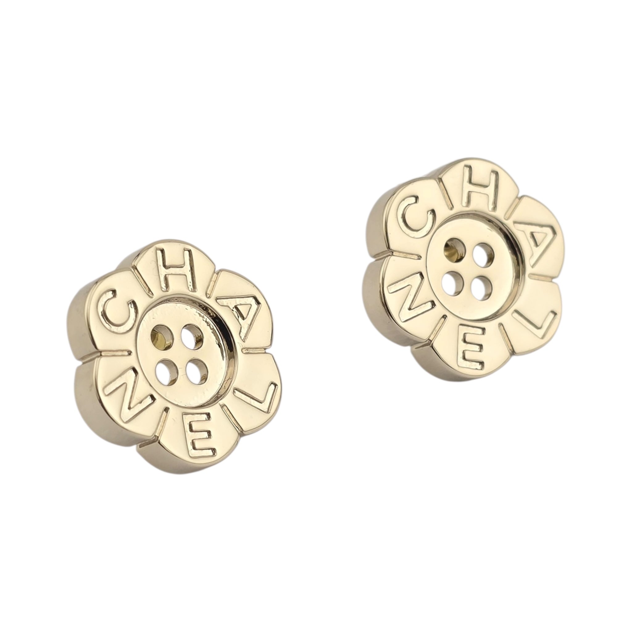 Chanel Logo Button Gold Earrings 2025 CHANEL