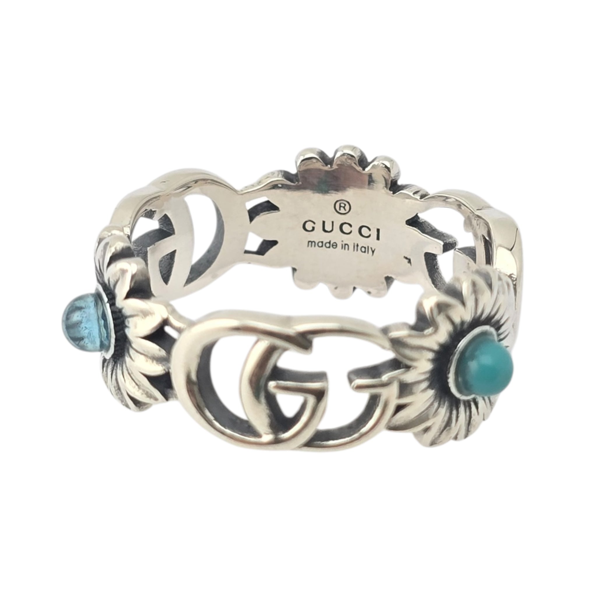 GUCCI GG Marmont Mother of Pearl Silver Ring GUCCI