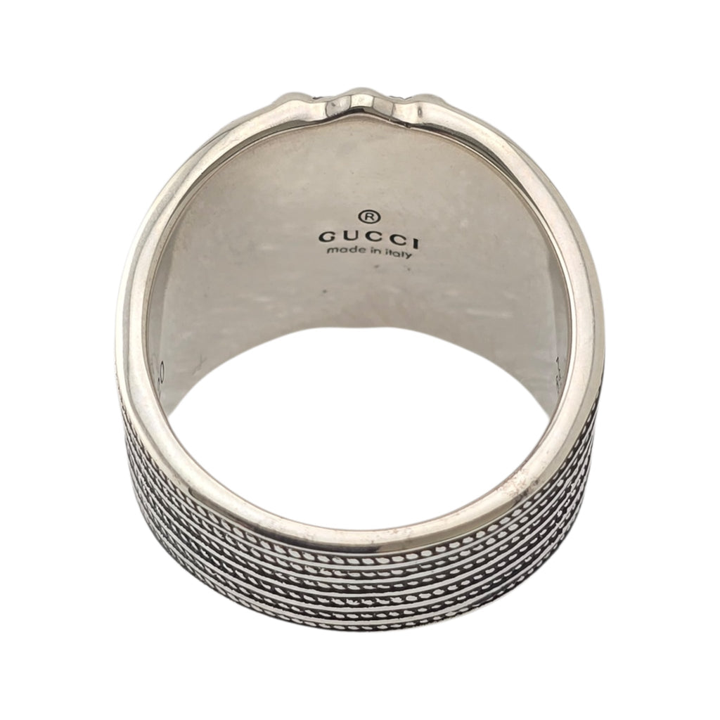 GUCCI Interlocking G Flower Sterling Silver Ring GUCCI