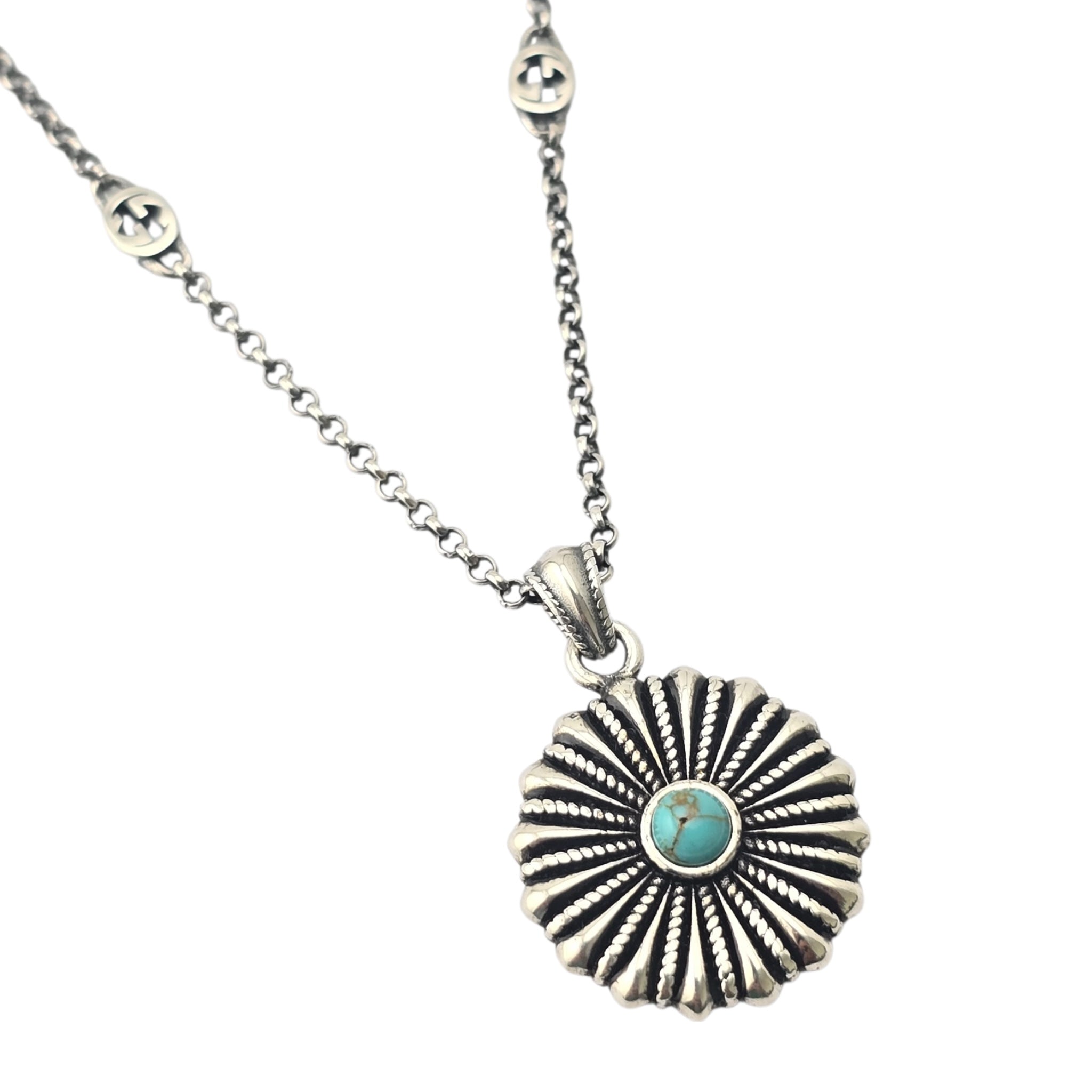 GUCCI Interlocking G Flower Sterling Silver Necklace GUCCI