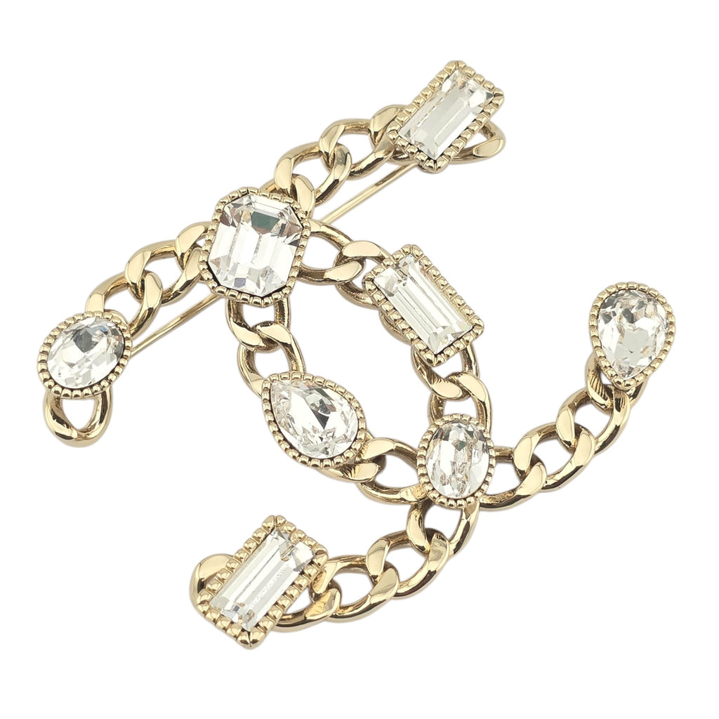 Chanel CC Gold Crystal Brooch 2024 CHANEL