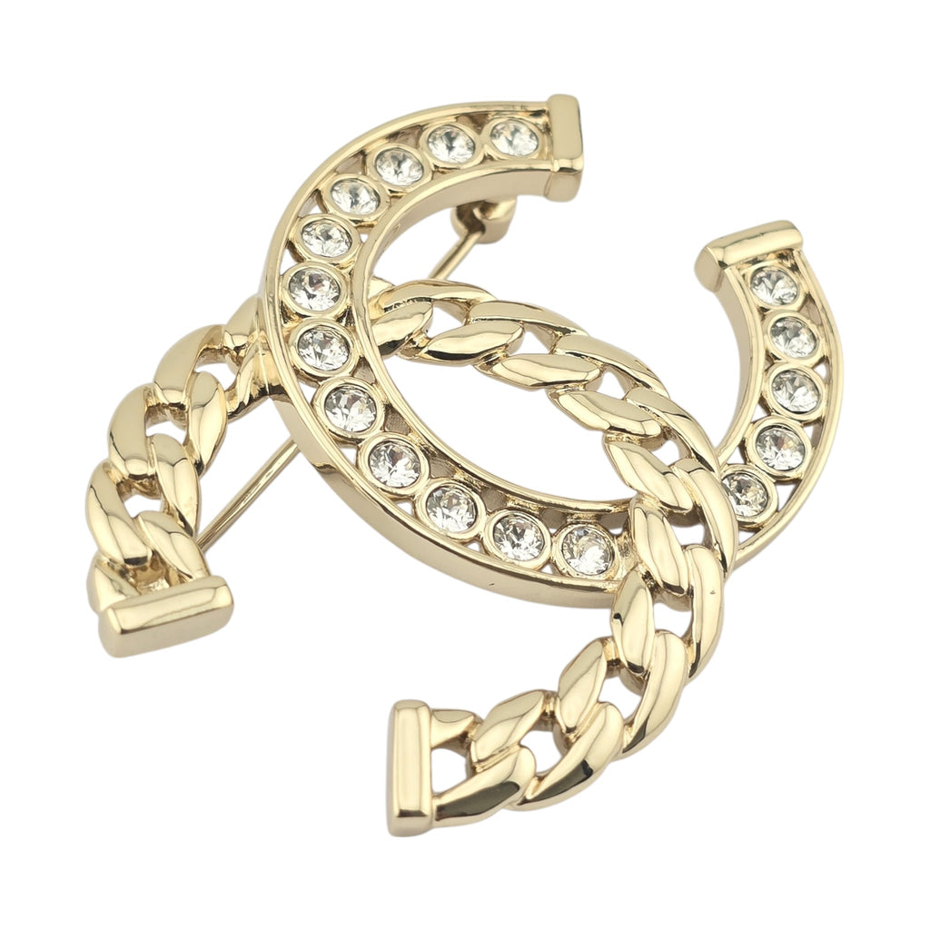 Chanel CC Gold Crystal Brooch 2024 CHANEL