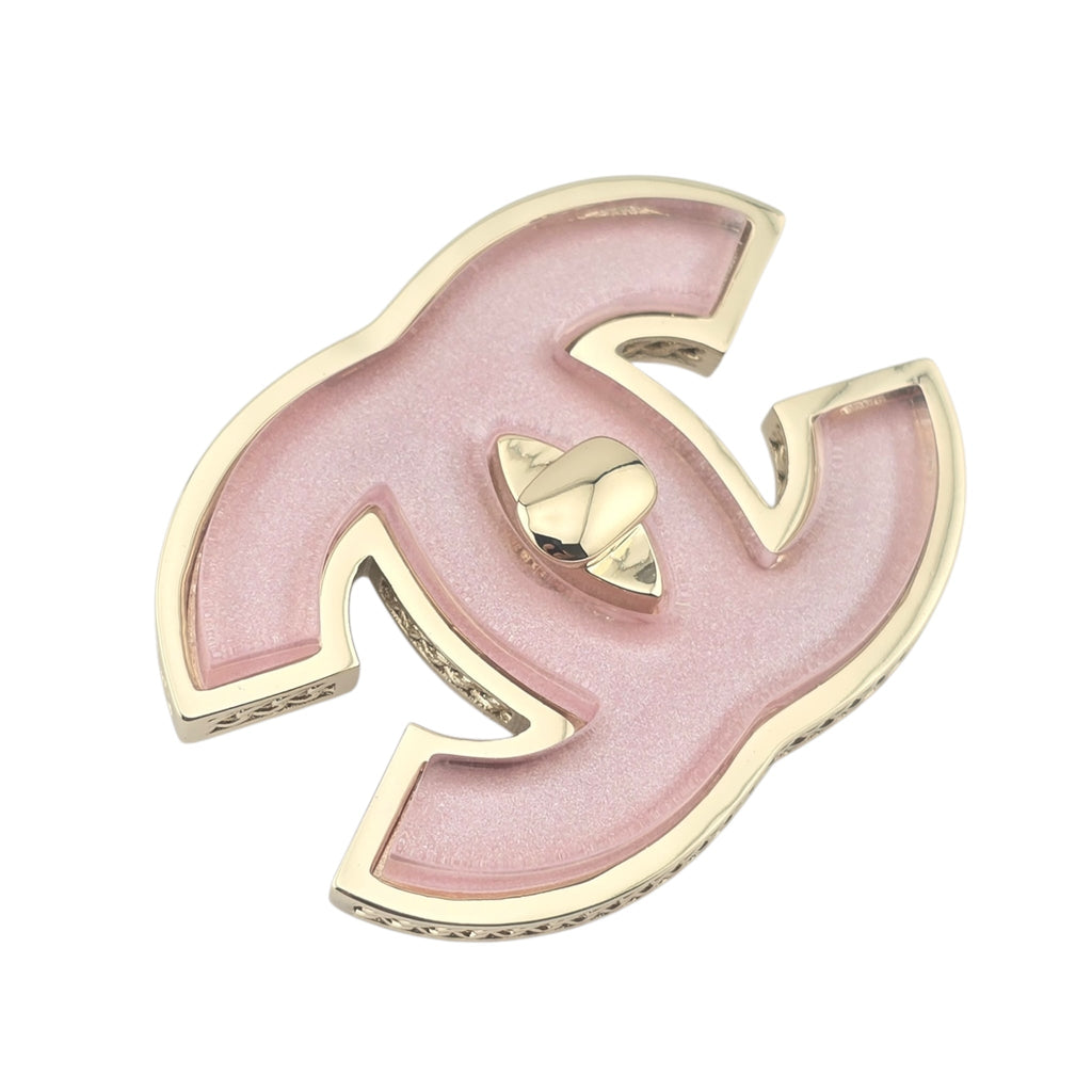 Chanel CC Gold Pink Resin Brooch 2025 CHANEL
