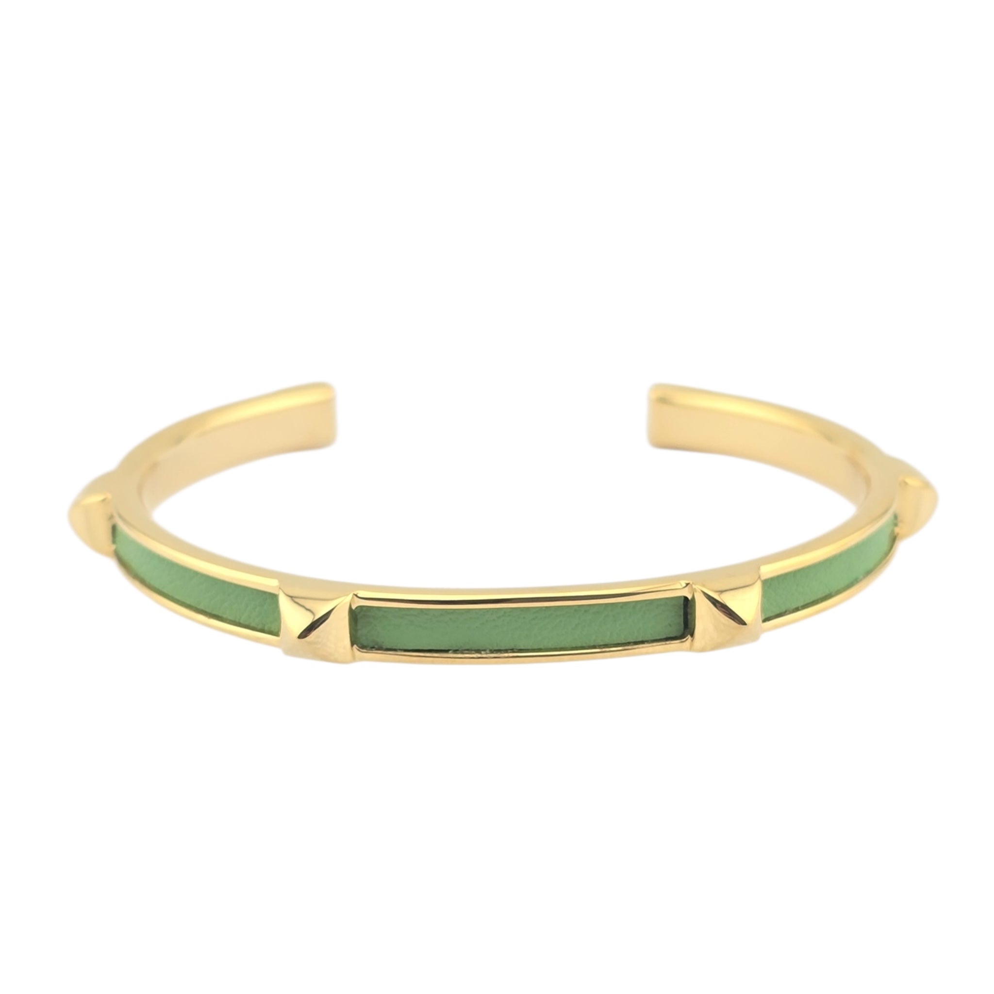 Hermes Athena Green Gold Leather Bracelet HERMES