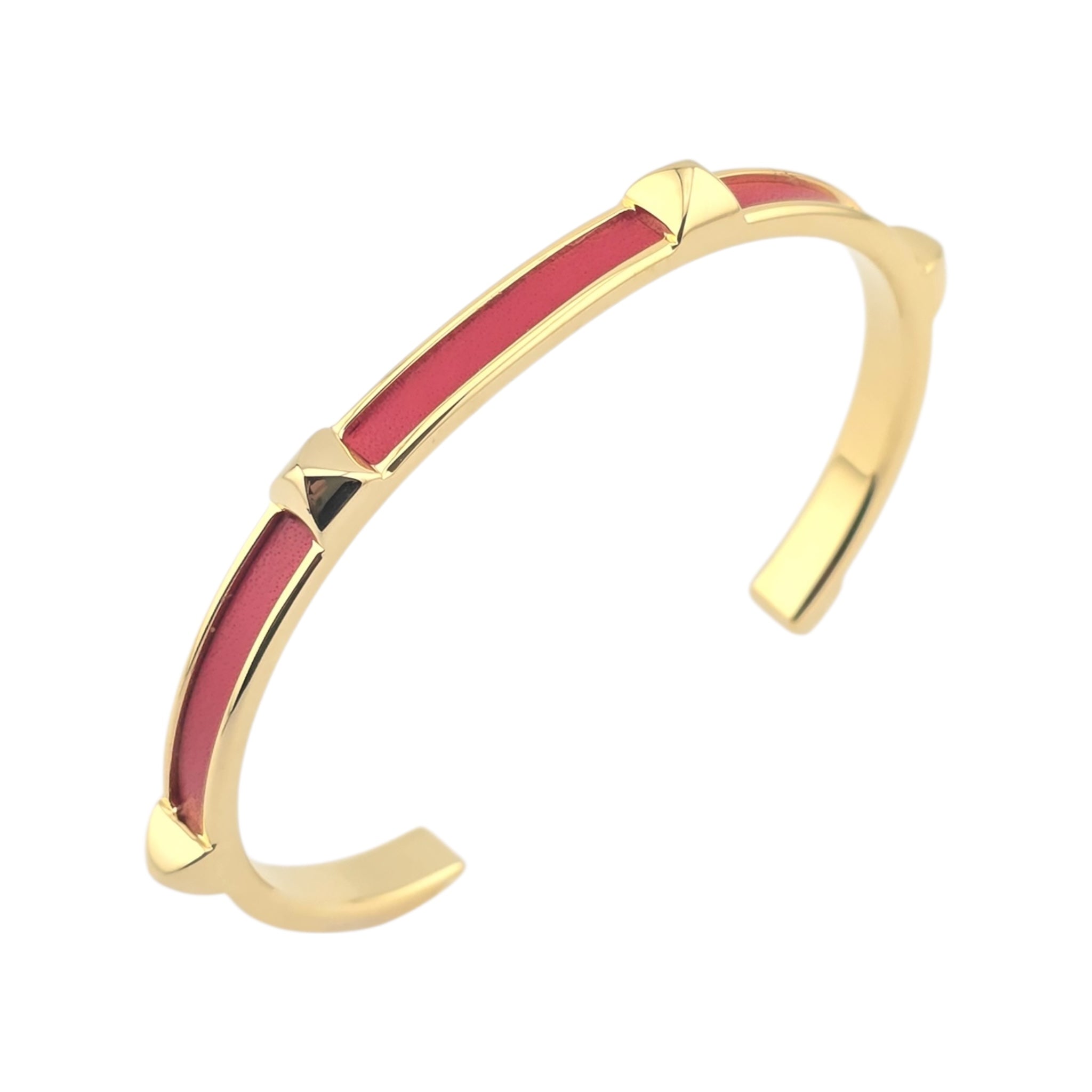 Hermes Athena Red Gold Leather Bracelet HERMES