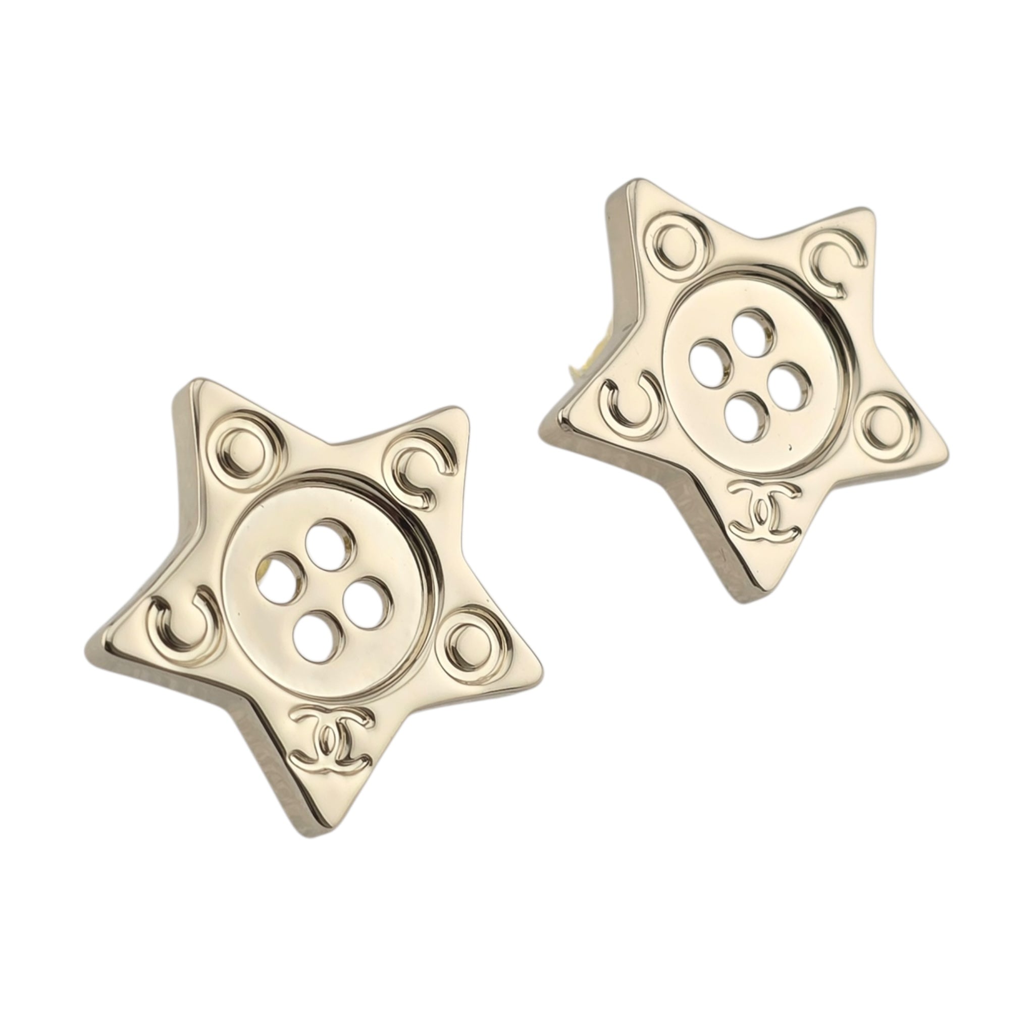 Chanel Logo Star Button Gold Earrings 2025 CHANEL