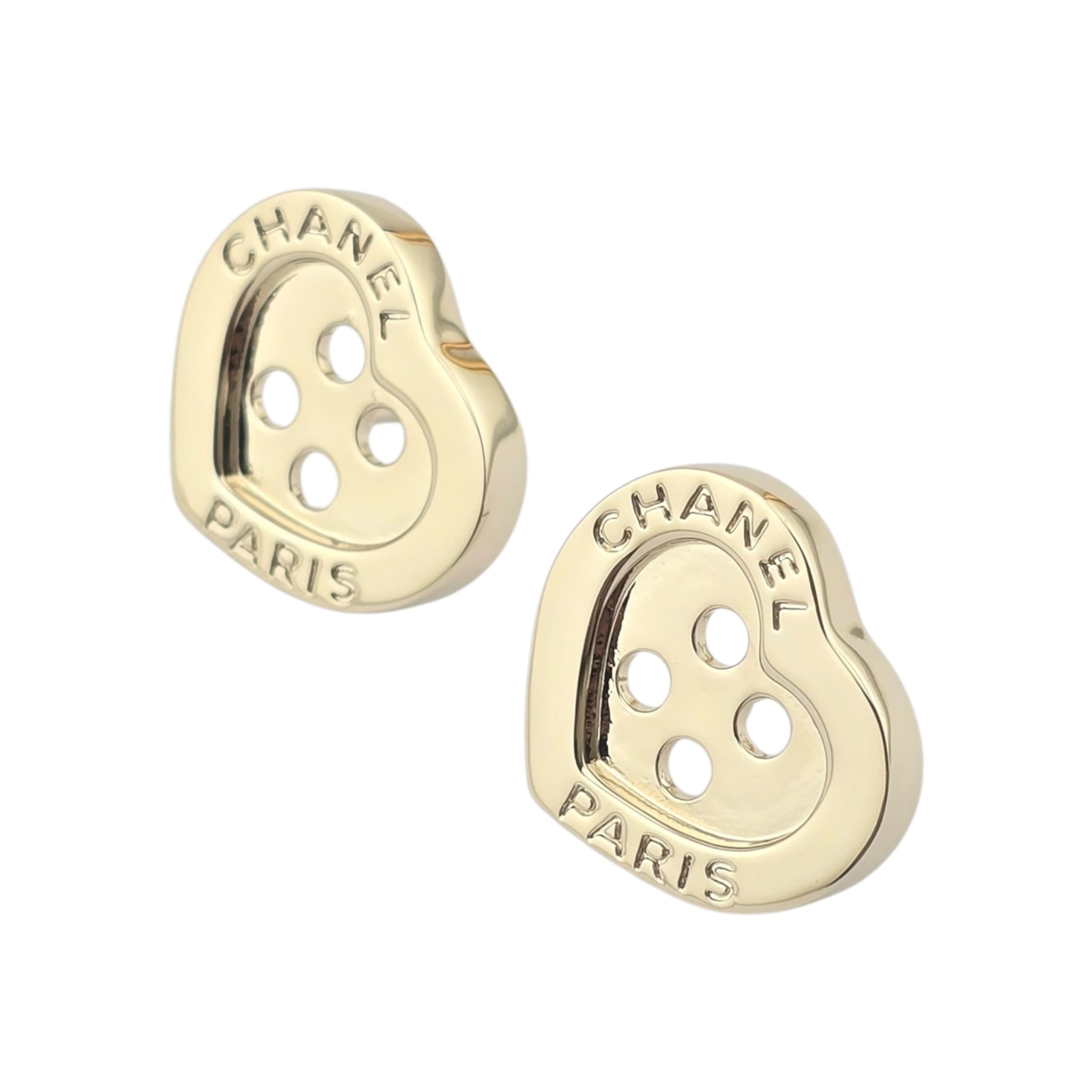 Chanel Logo Heart Button Gold Earrings 2025 CHANEL