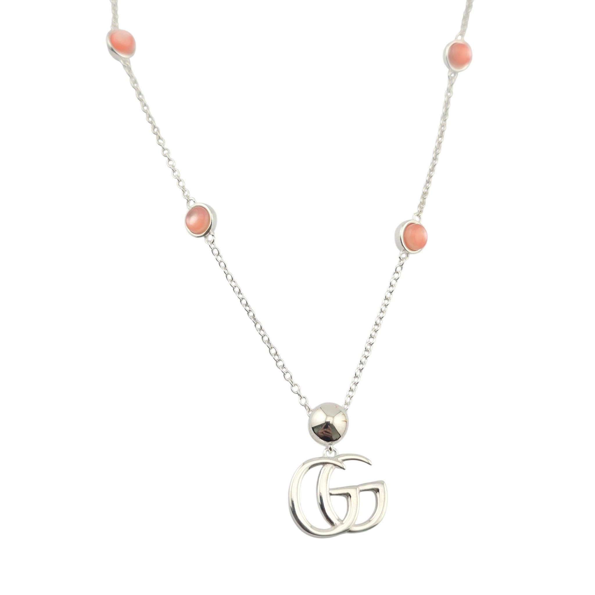 GUCCI GG Marmont Sterling Silver Pink Mother of Pearl Necklace GUCCI