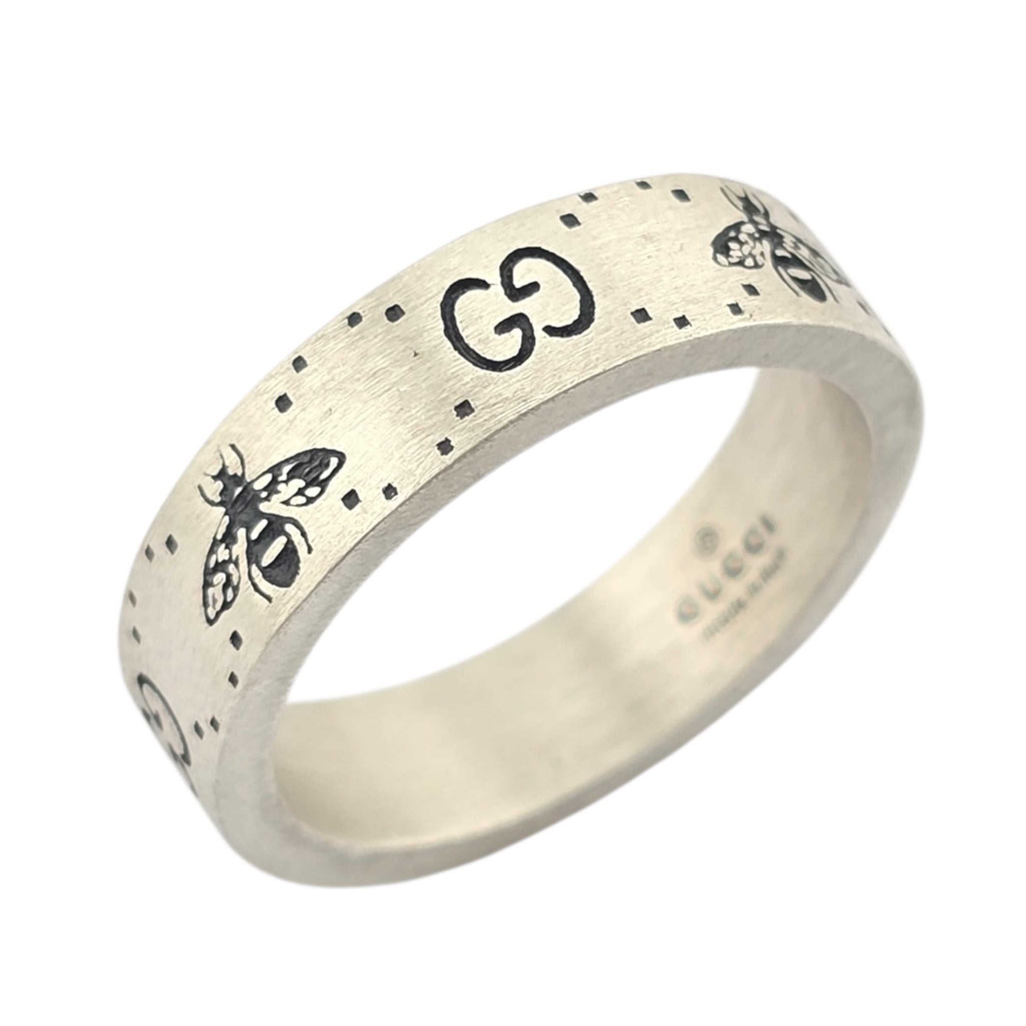 GUCCI GG Bee Motif 6mm Sterling Silver Ring GUCCI