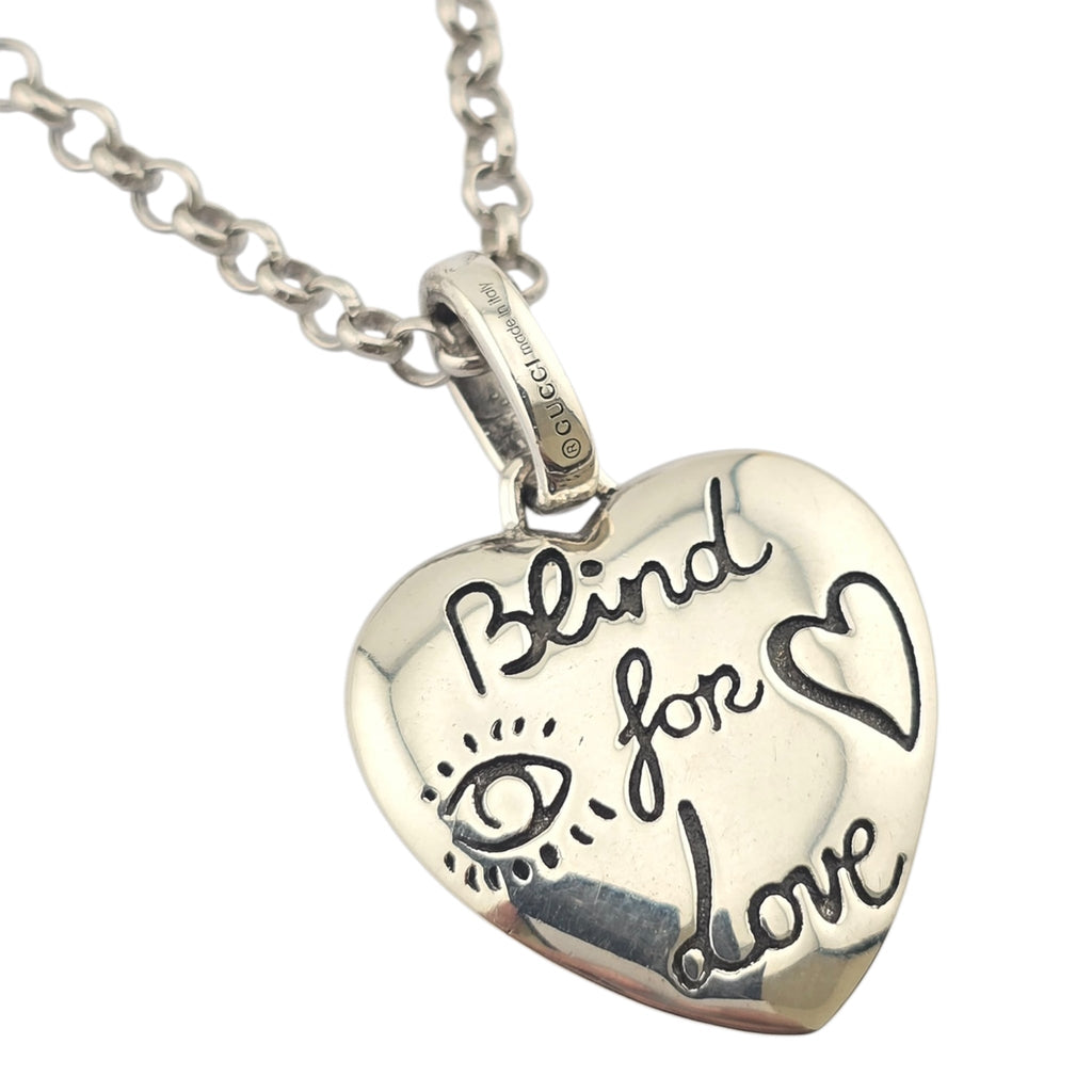 GUCCI Blind For Love Heart Sterling Silver Necklace GUCCI