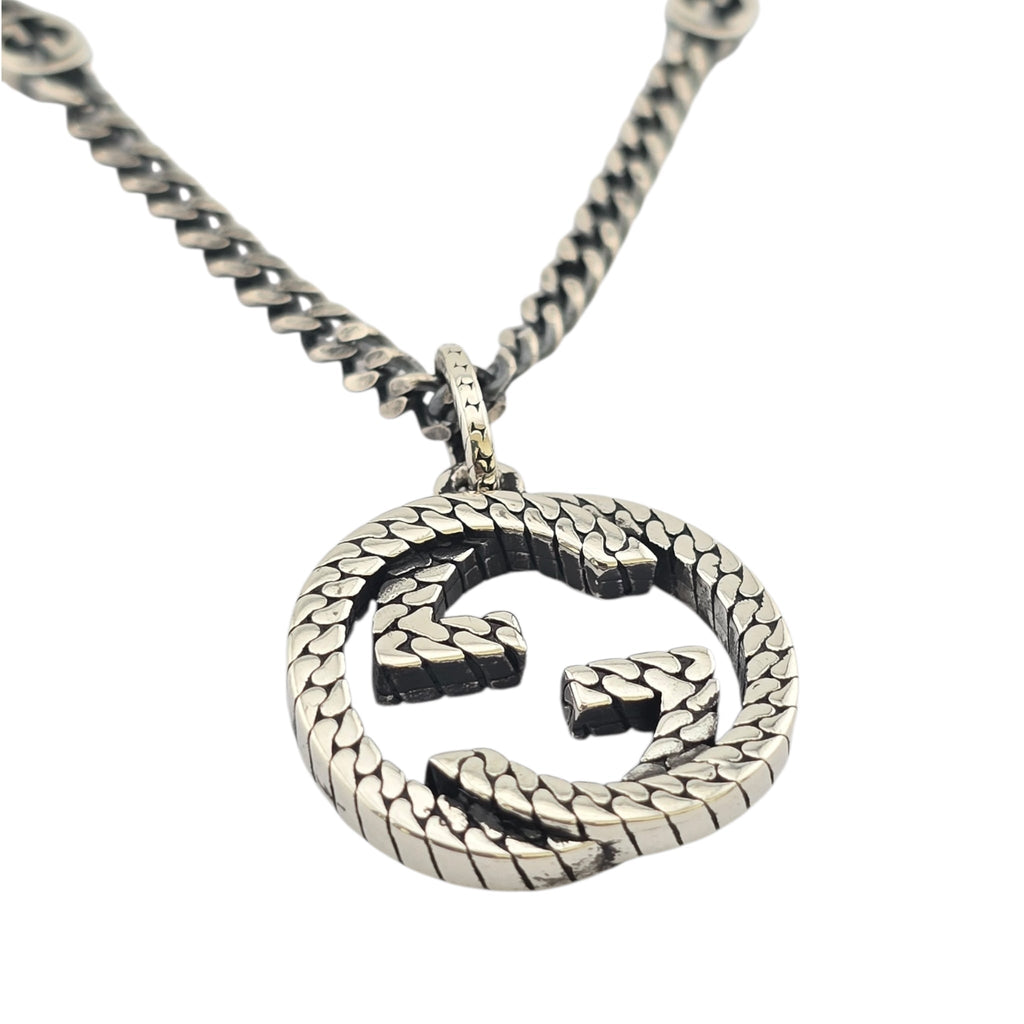 GUCCI GG Interlocking Silver Necklace 50cm GUCCI