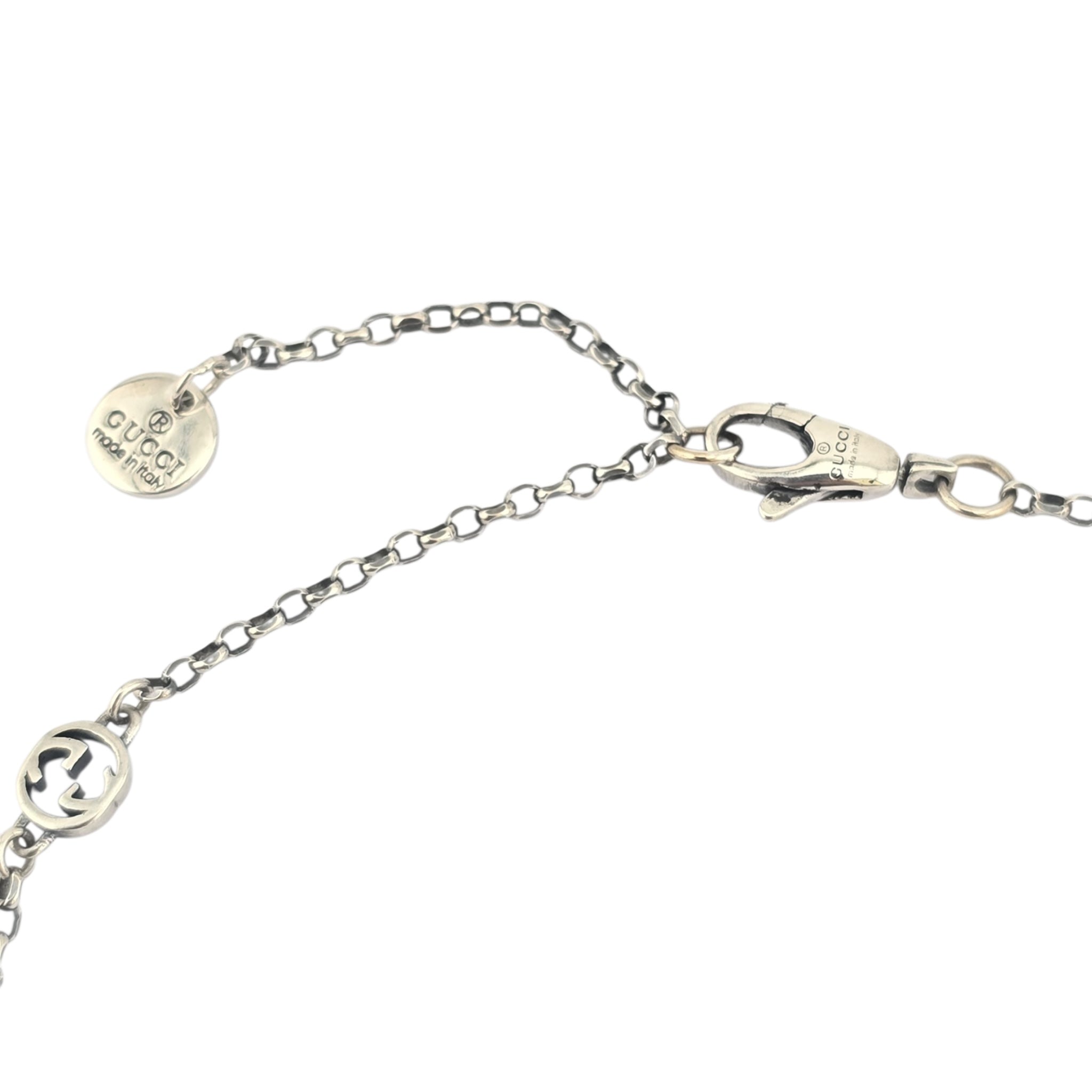 GUCCI GG Engraved Heart Charm Sterling Silver Necklace GUCCI