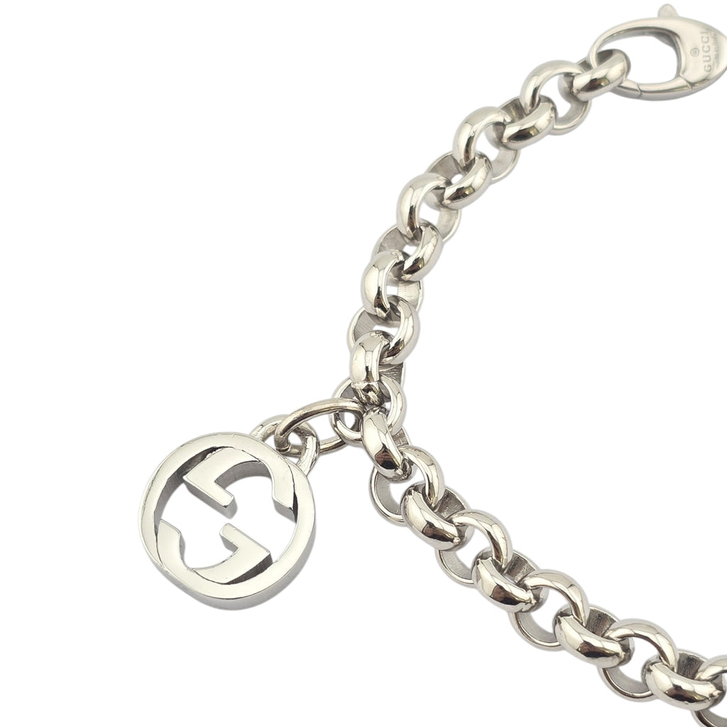 GUCCI Trademark GG Sterling Silver Charm Bracelet GUCCI