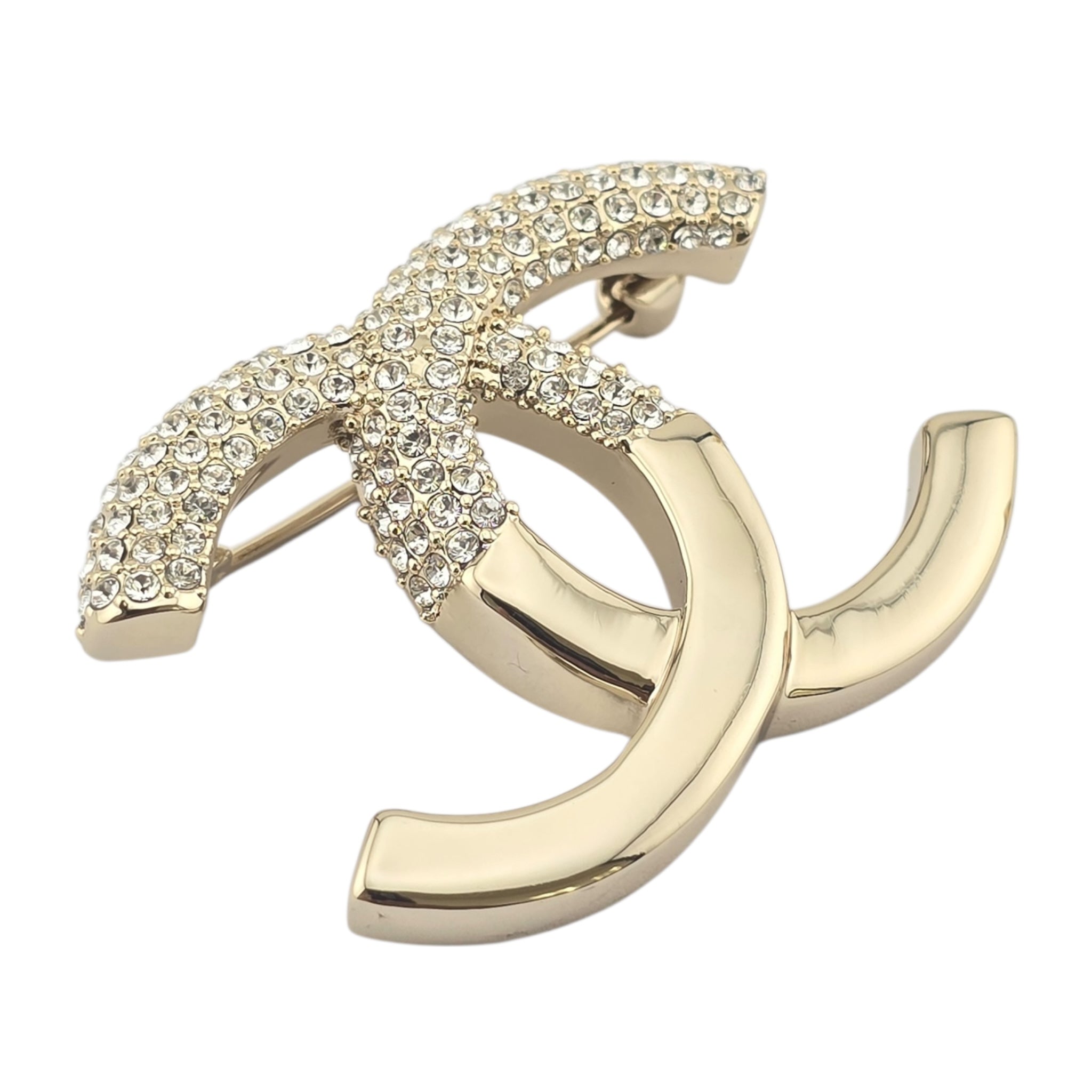 Chanel CC Gold Crystal Brooch 2022 CHANEL