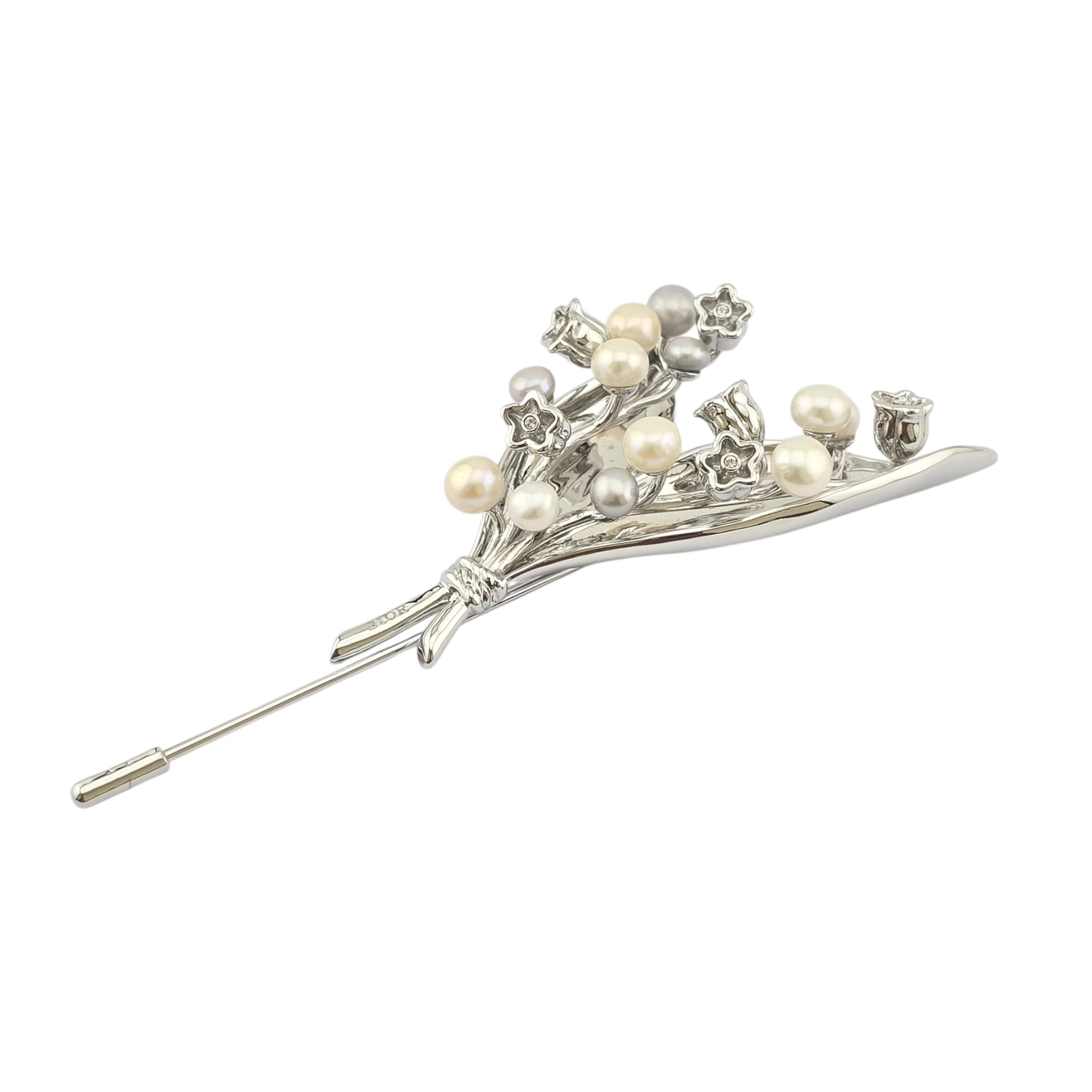 Christian Dior Pearl Lily of the Valley Brooch Pin DIOR