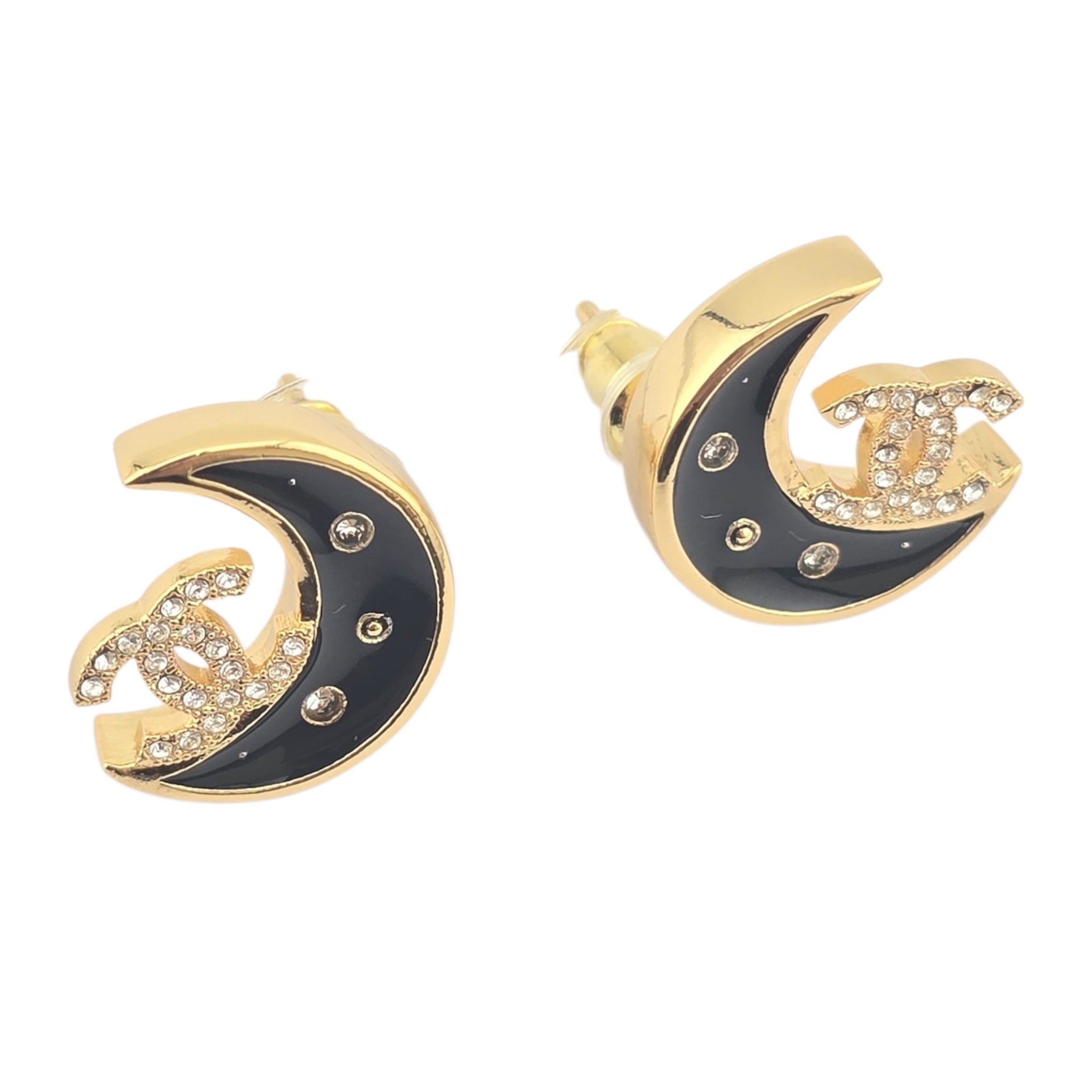 Chanel CC Black Gold Moon Earrings 2025 CHANEL