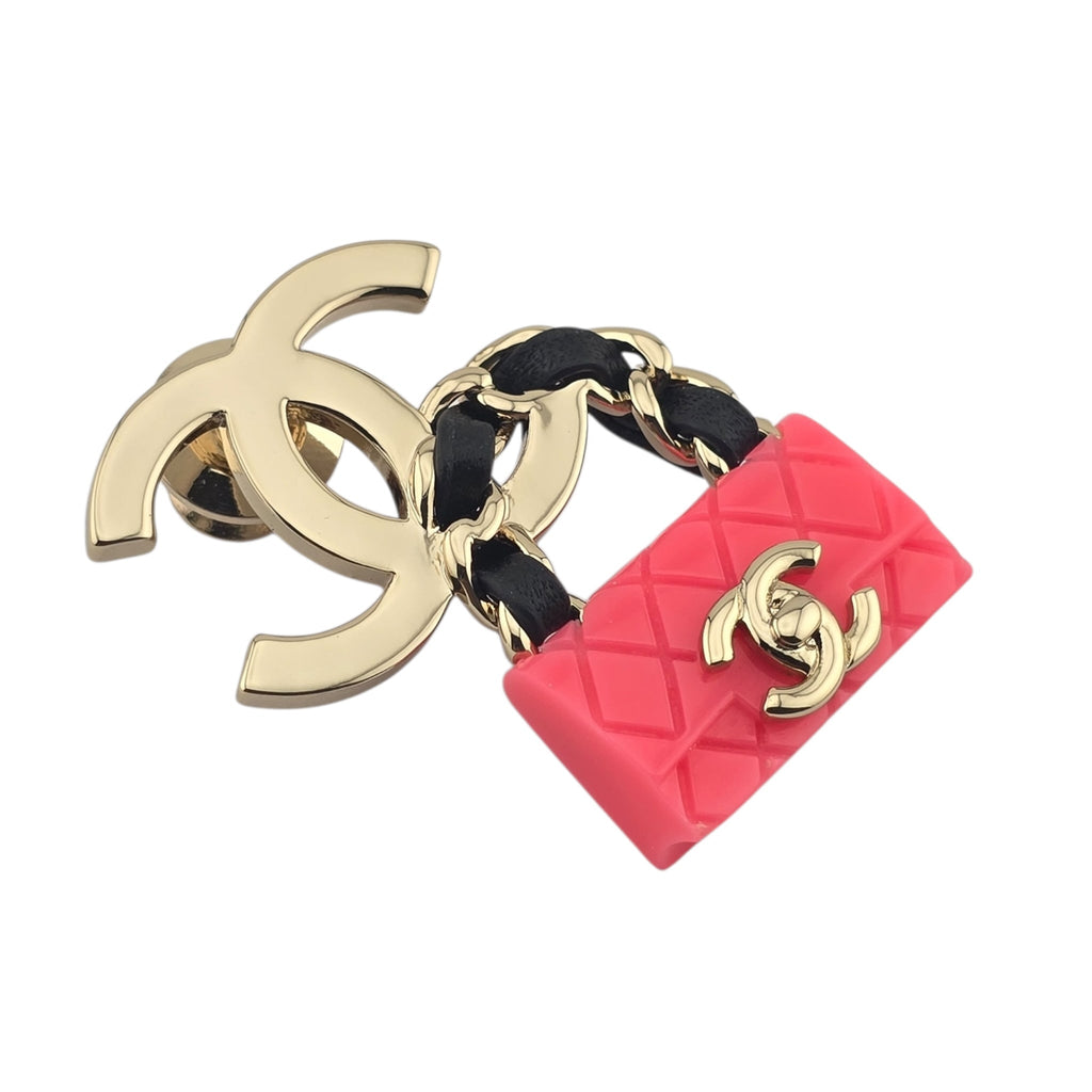 Chanel CC Matelasse Pink Gold Brooch B23 CHANEL