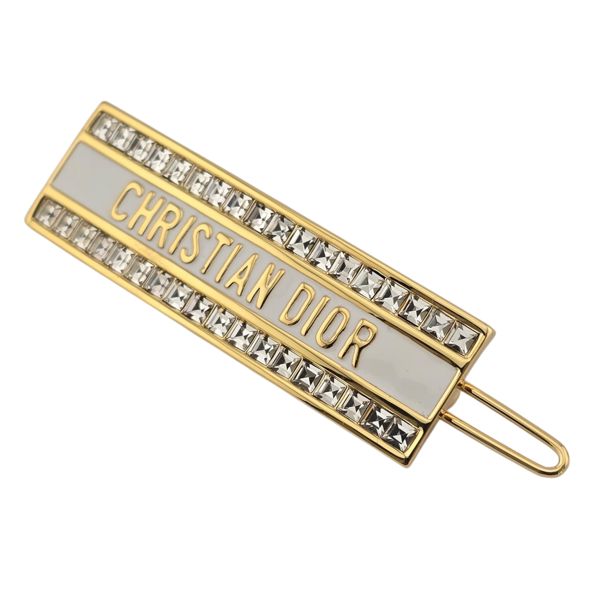 Christian Night Dior Code White Enamel Hair Barrette DIOR